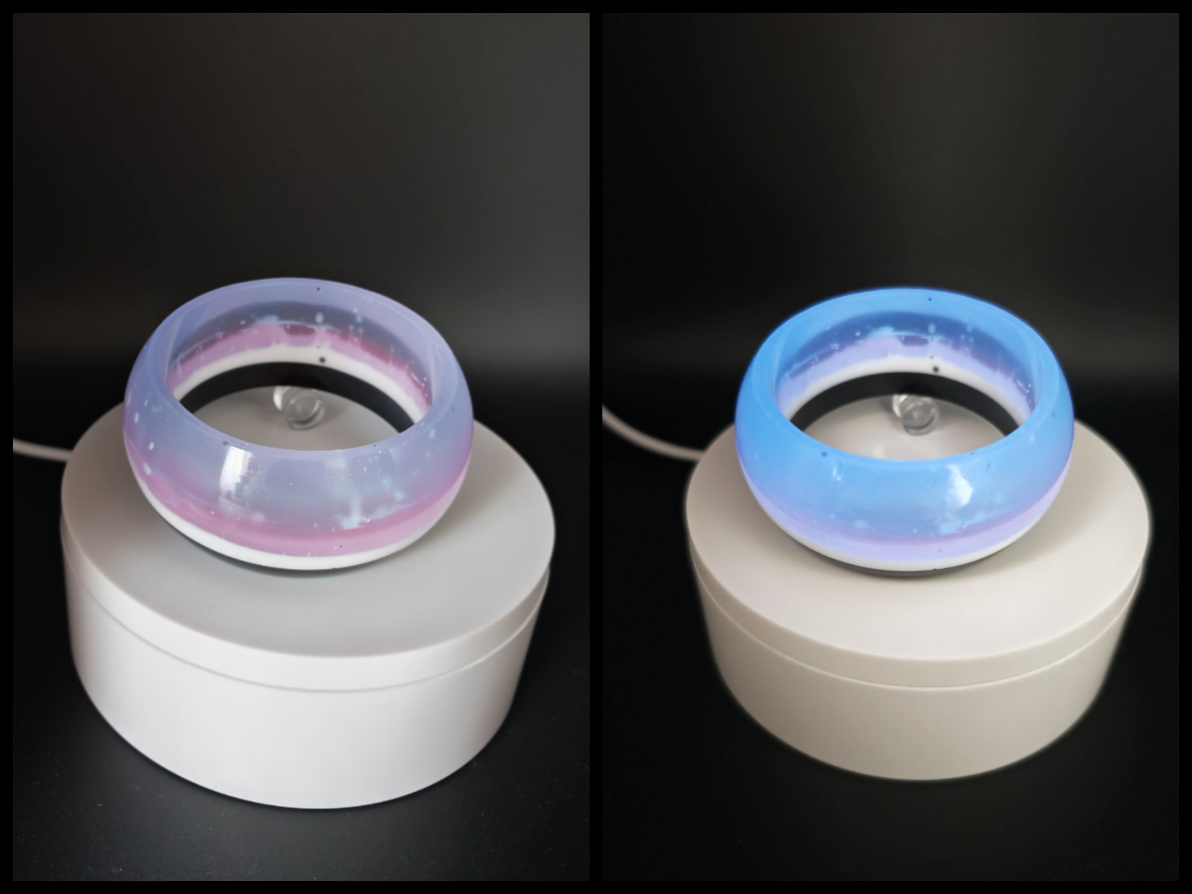 Glow In The Dark Resin Bangle: Handmade Luminous Sky Colors Cuff