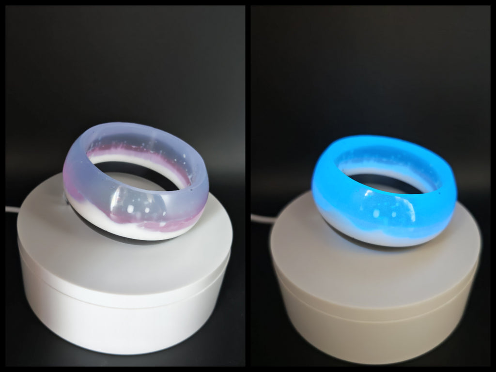Glow In The Dark Resin Bangle: Handmade Luminous Sky Colors Cuff