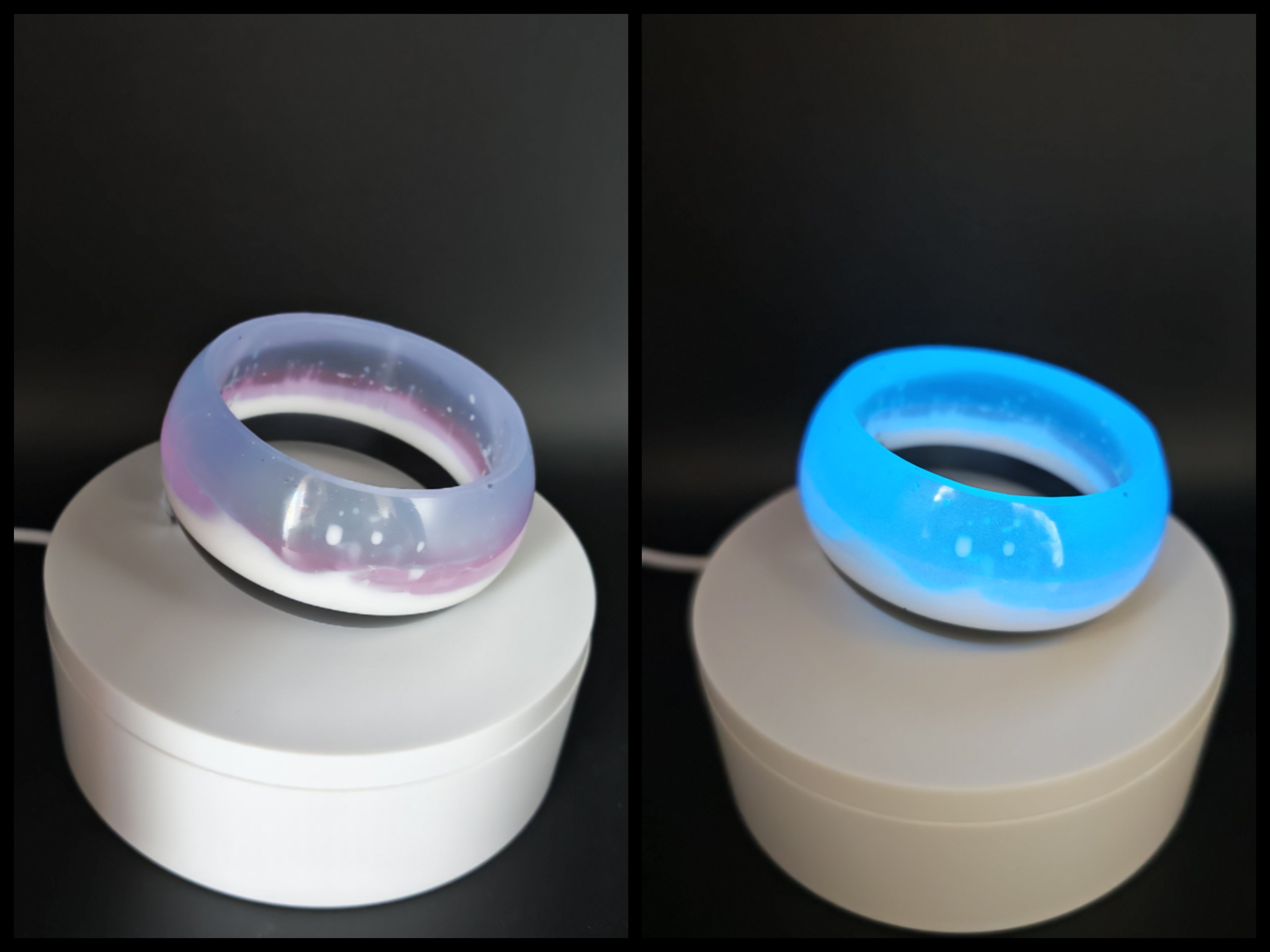 Glow In The Dark Resin Bangle: Handmade Luminous Sky Colors Cuff