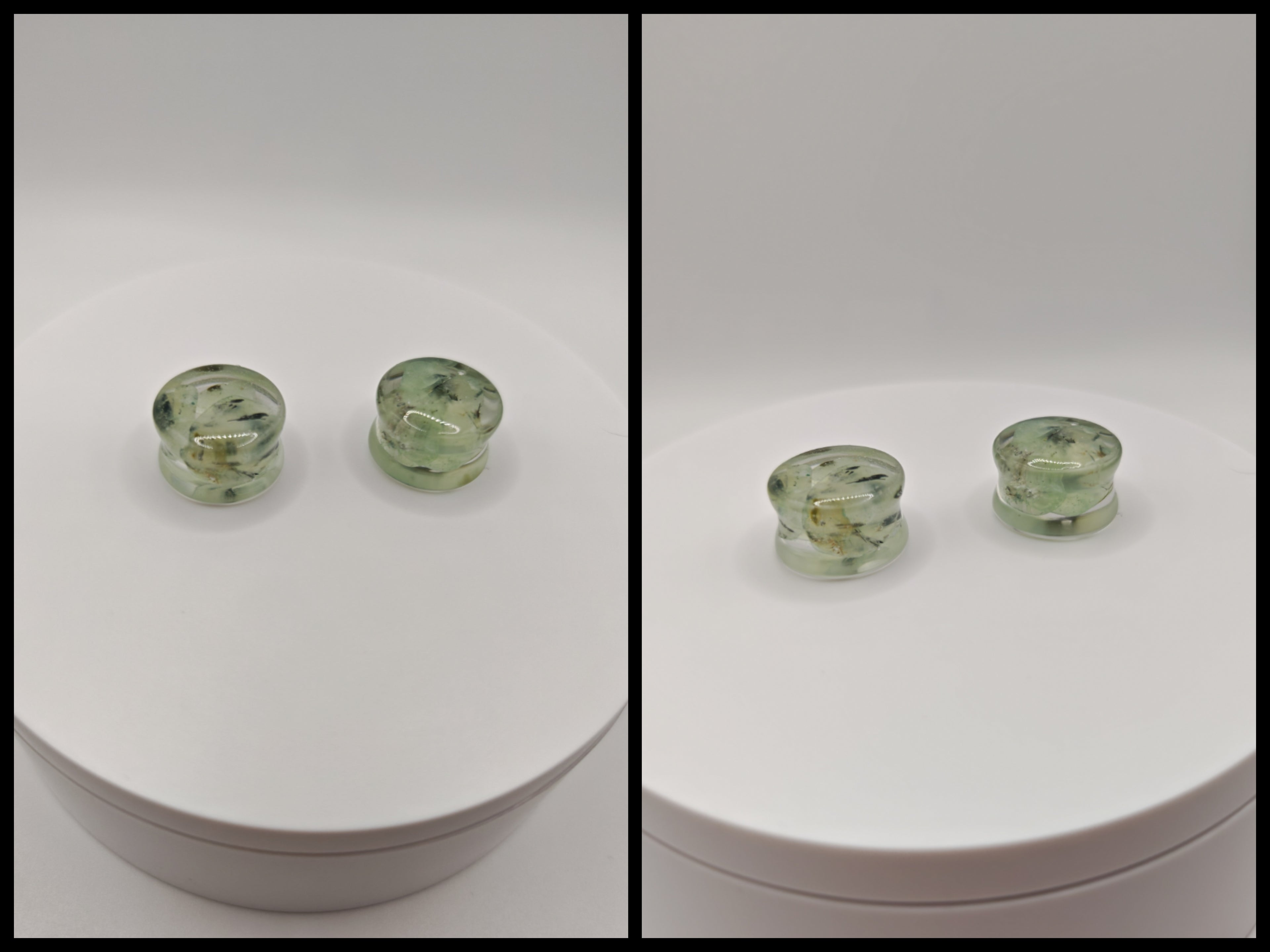 Handmade Resin Crystal Gauges: Round Plugs with Amethyst, Green Aventurine, Tiger Eye, Red Jasper, Lapis Lazuli | Resin & Stone Tunnels