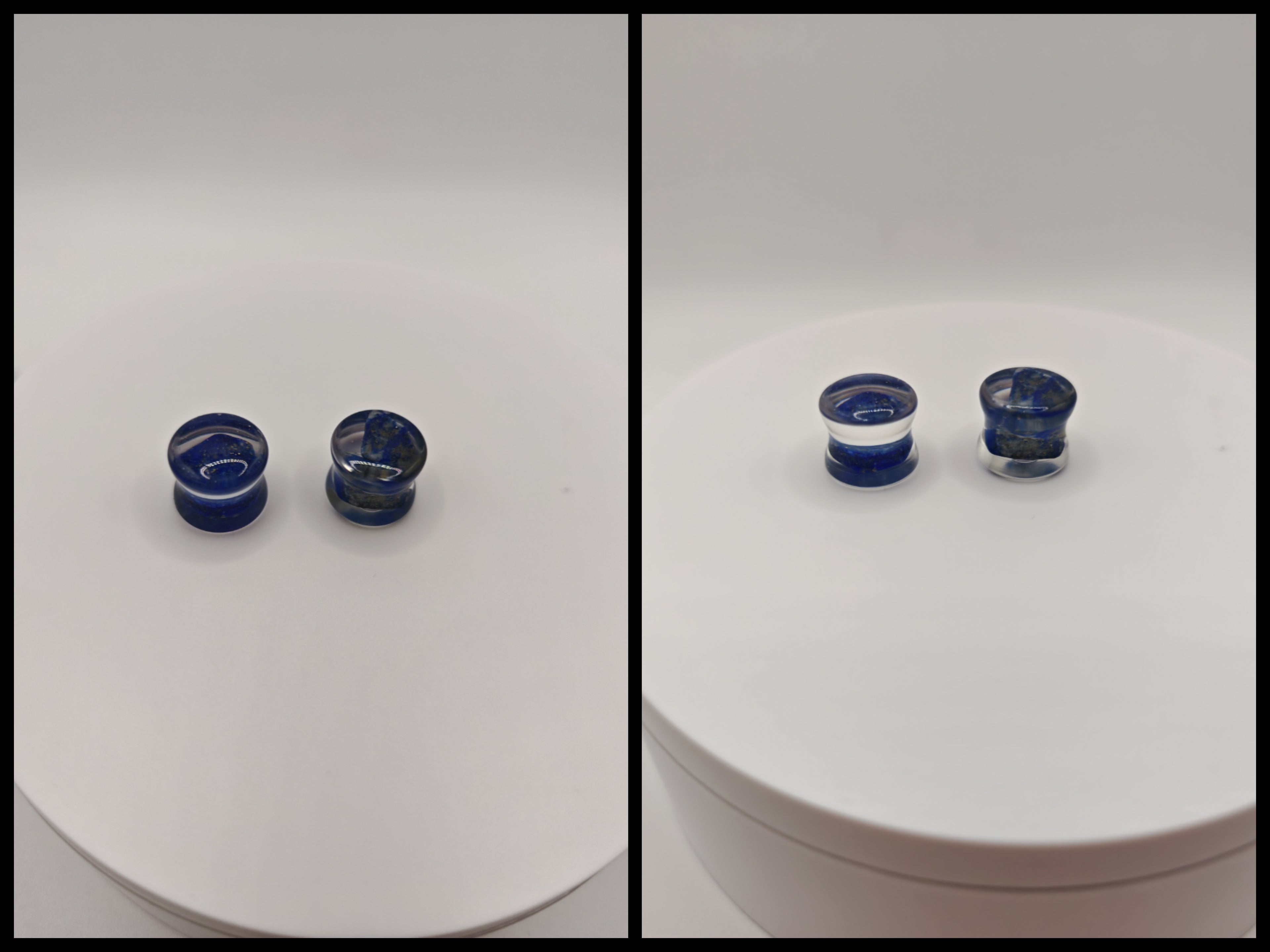 Handmade Resin Crystal Gauges: Round Plugs with Amethyst, Green Aventurine, Tiger Eye, Red Jasper, Lapis Lazuli | Resin & Stone Tunnels