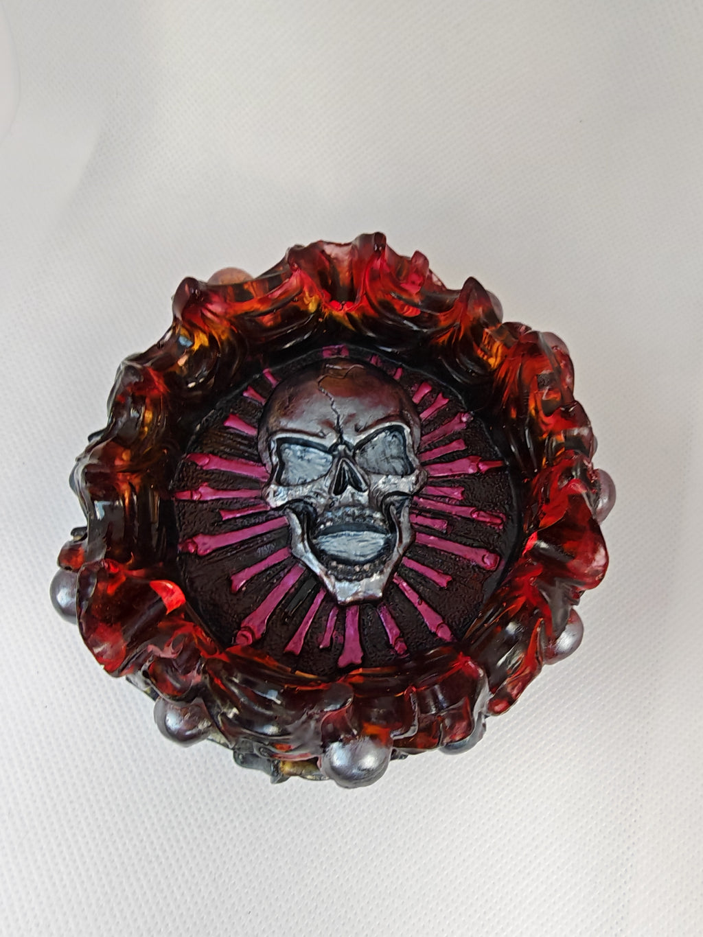 Gothic Skull Resin Flame Tray: Handmade Witchy Decor- Halloween Art