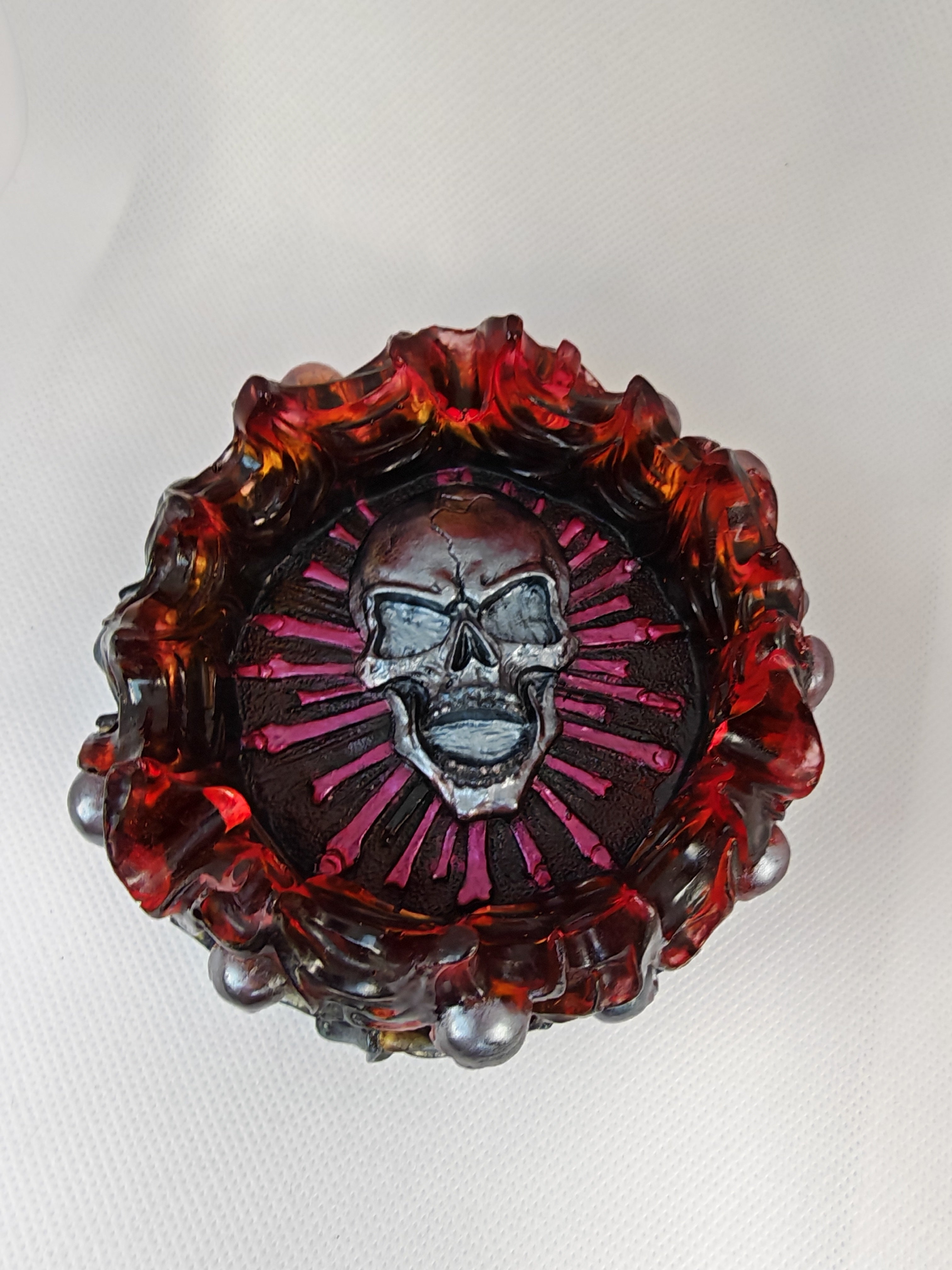 Gothic Skull Resin Flame Tray: Handmade Witchy Decor- Halloween Art