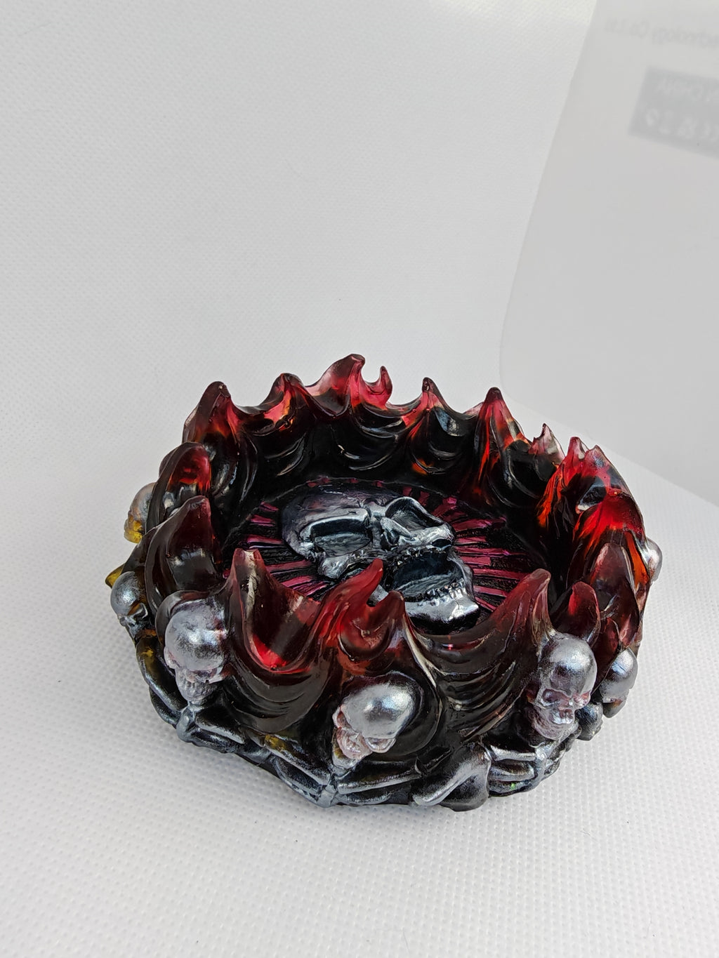 Gothic Skull Resin Flame Tray: Handmade Witchy Decor- Halloween Art