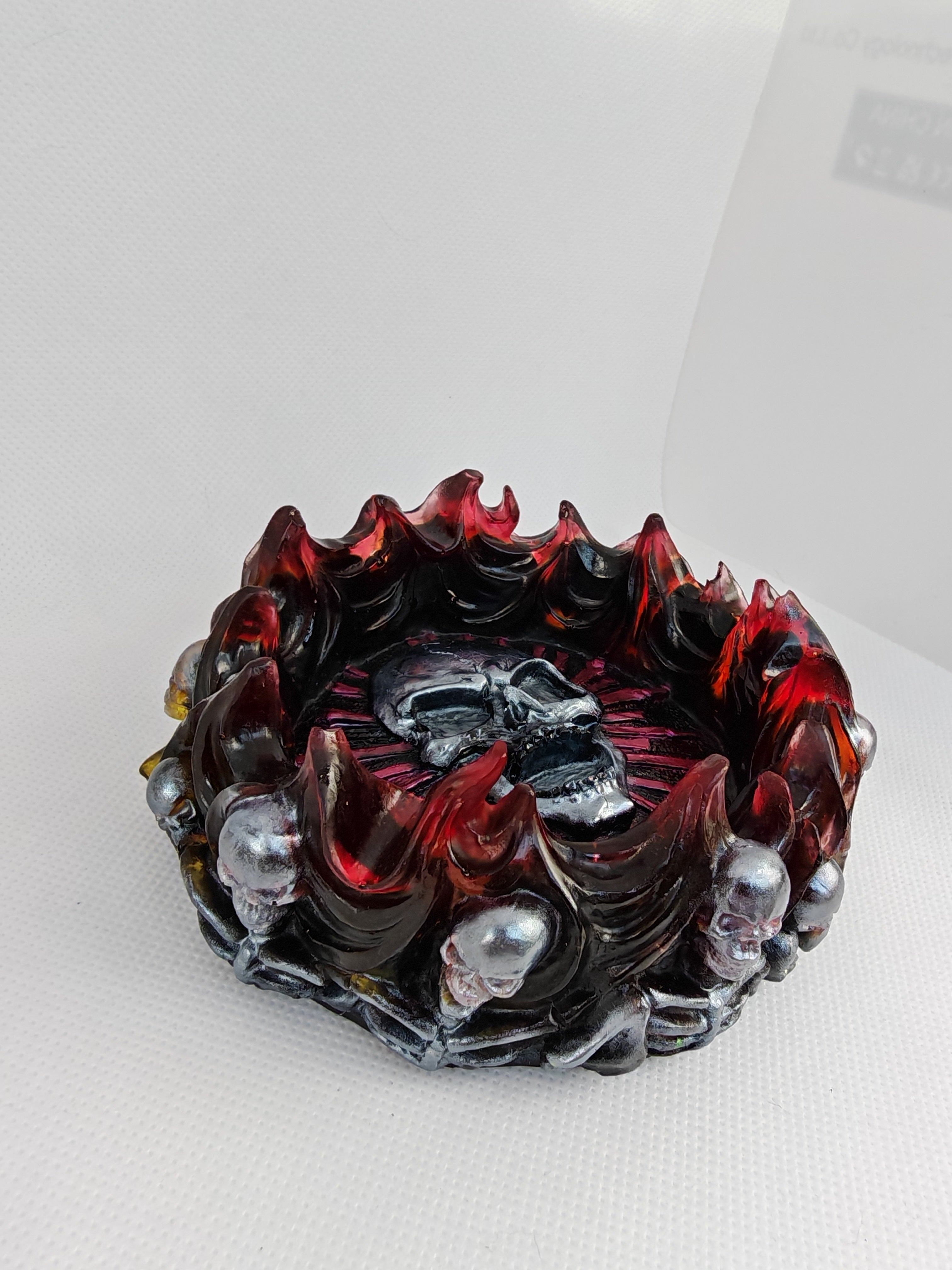 Gothic Skull Resin Flame Tray: Handmade Witchy Decor- Halloween Art