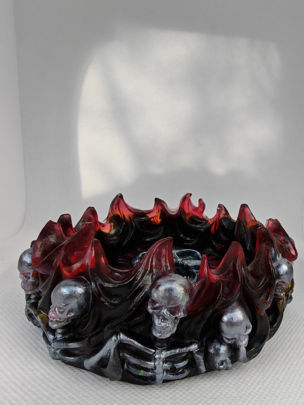 Gothic Skull Resin Flame Tray: Handmade Witchy Decor- Halloween Art