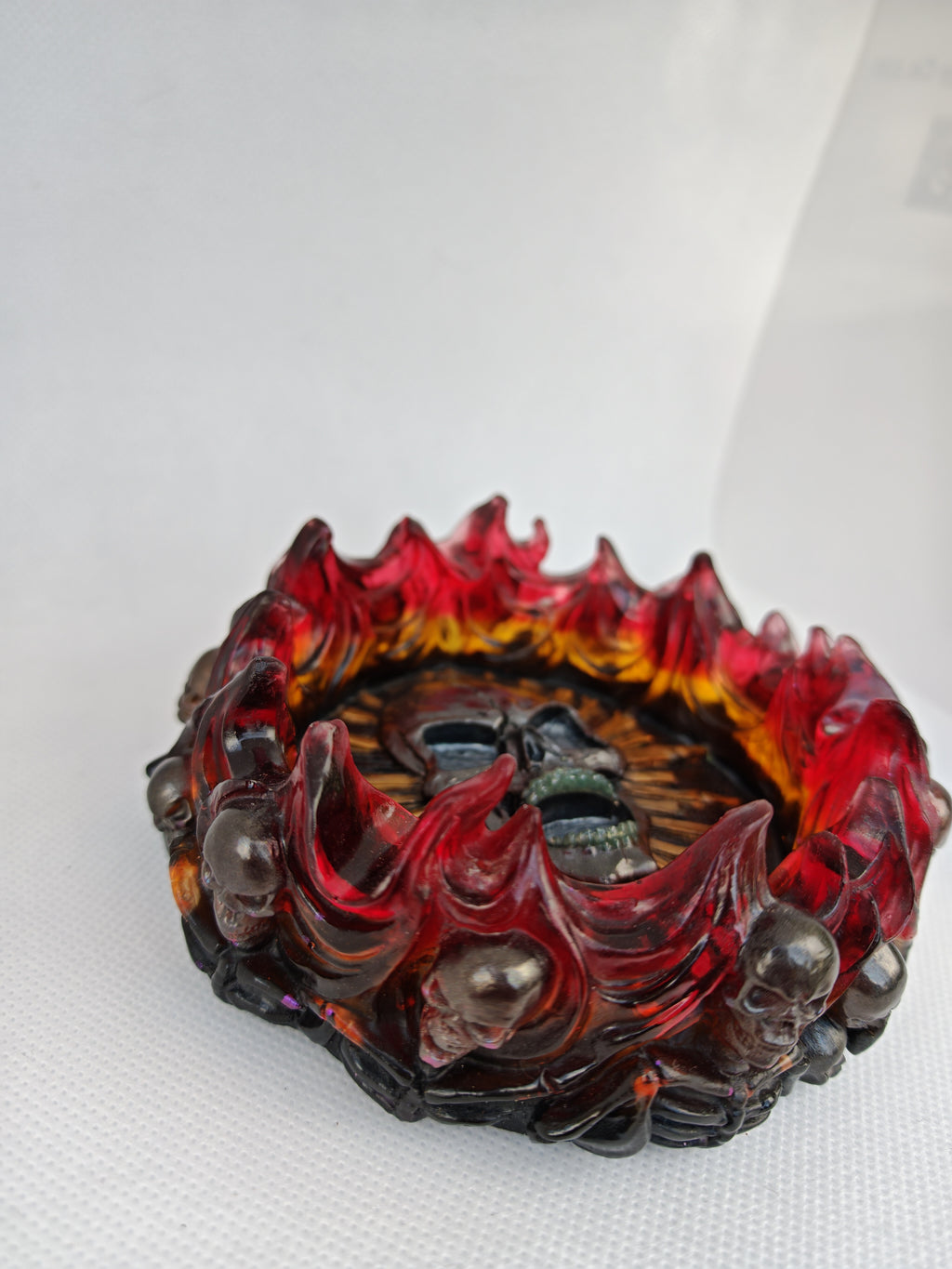 Gothic Skull Resin Flame Tray: Handmade Witchy Decor- Halloween Art