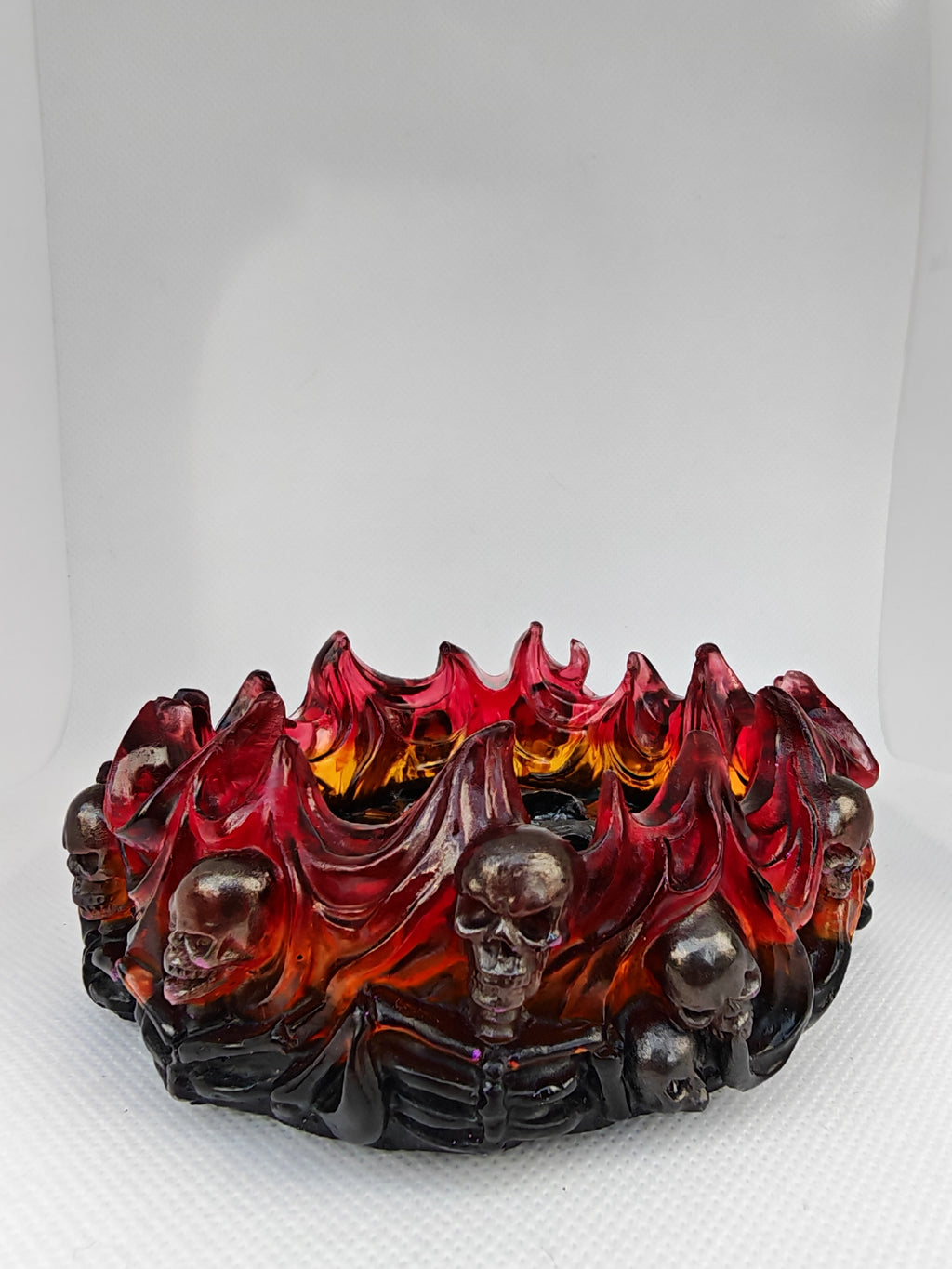 Gothic Skull Resin Flame Tray: Handmade Witchy Decor- Halloween Art