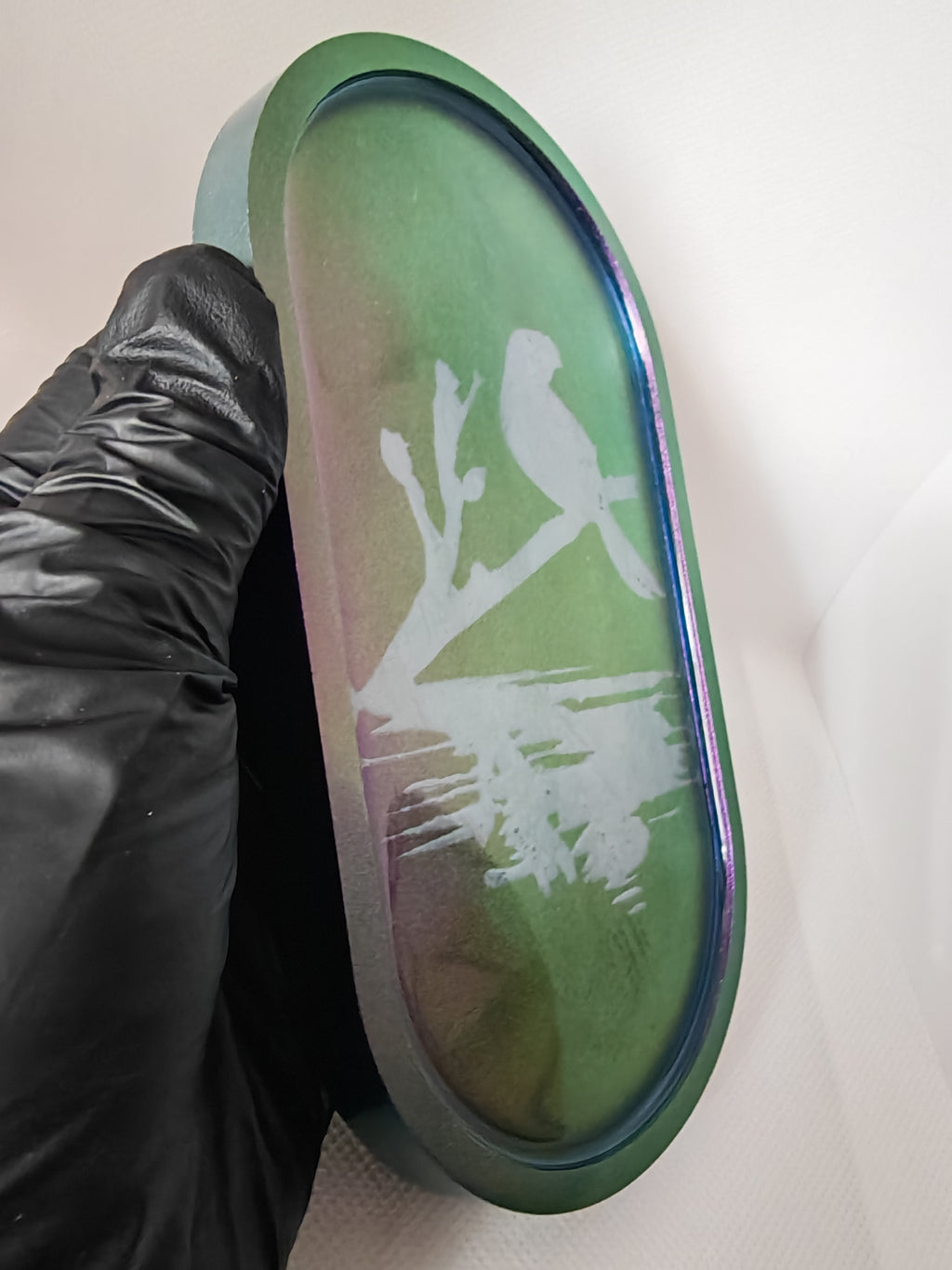 Color Shift Resin Tray: Iridescent Chameleon Jewelry Holder