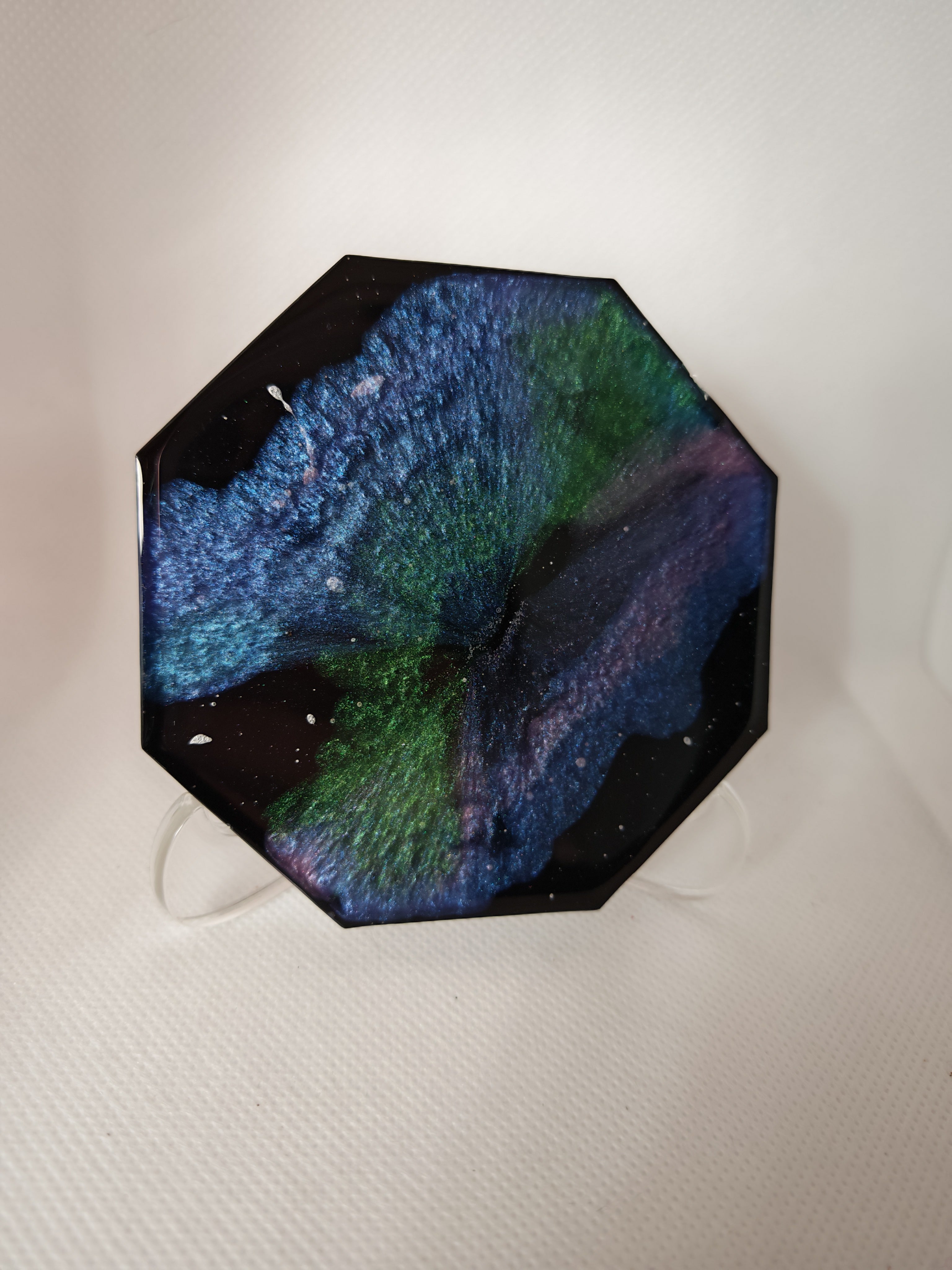 Galaxy Resin Coaster Set: Handmade Octagon Space Art