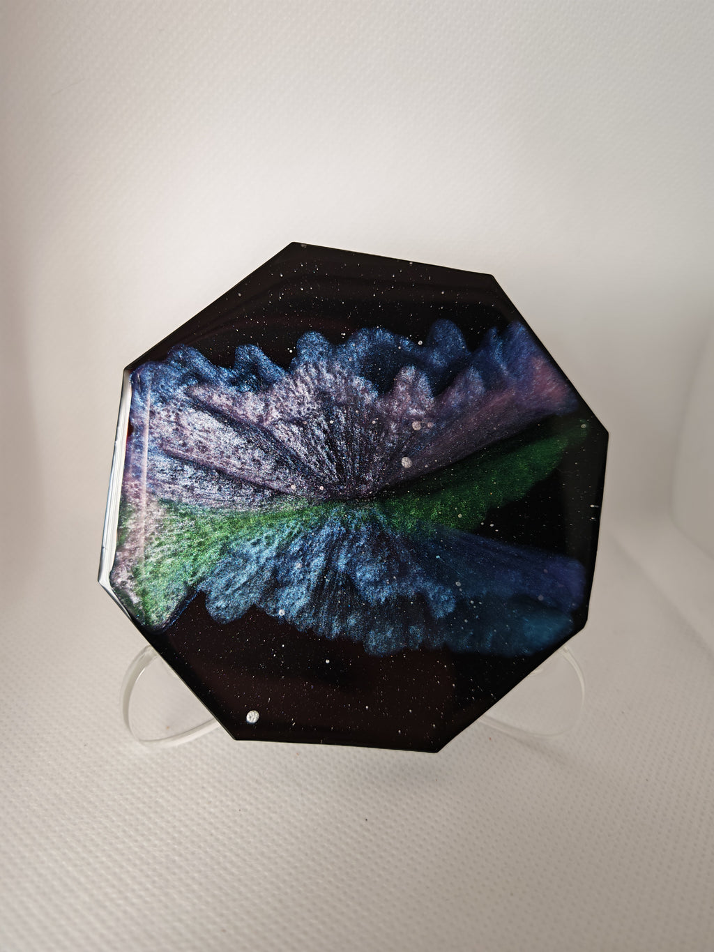 Galaxy Resin Coaster Set: Handmade Octagon Space Art
