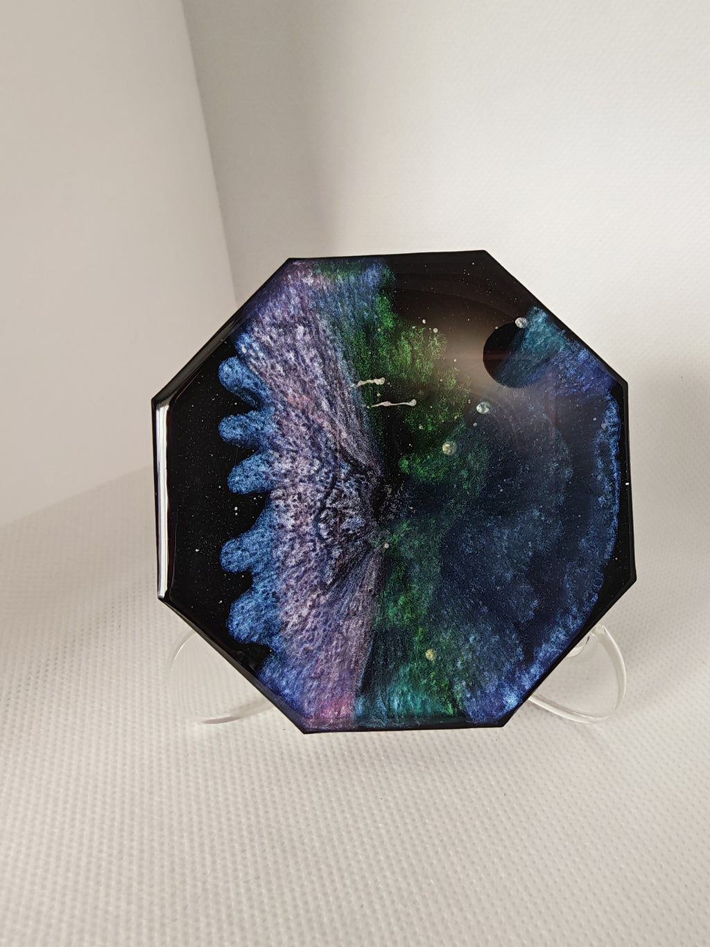 Galaxy Resin Coaster Set: Handmade Octagon Space Art