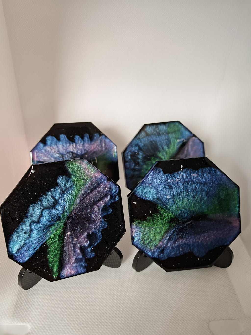 Galaxy Resin Coaster Set: Handmade Octagon Space Art