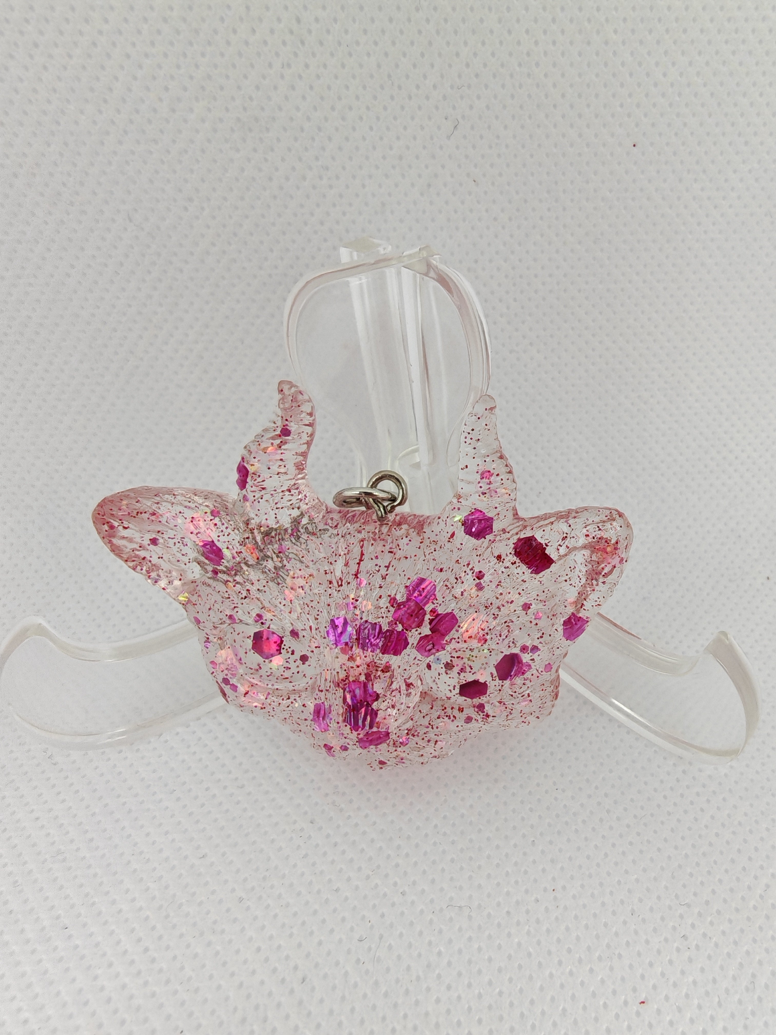 Gothic Cat Keyring Set: Horned and Third Eye Demon Cats- Handmade resin Duo-Unique Devil Cat gift