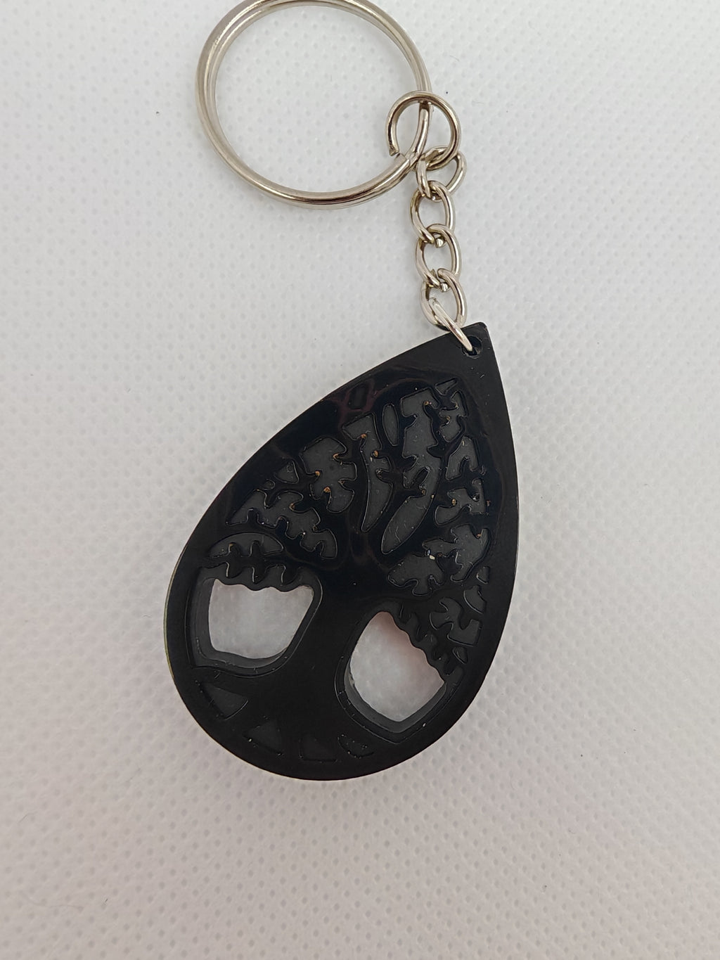 Tree of Life Keyring Set: Black & Celtic Green Resin Charms- Pagan Spiritual Gift