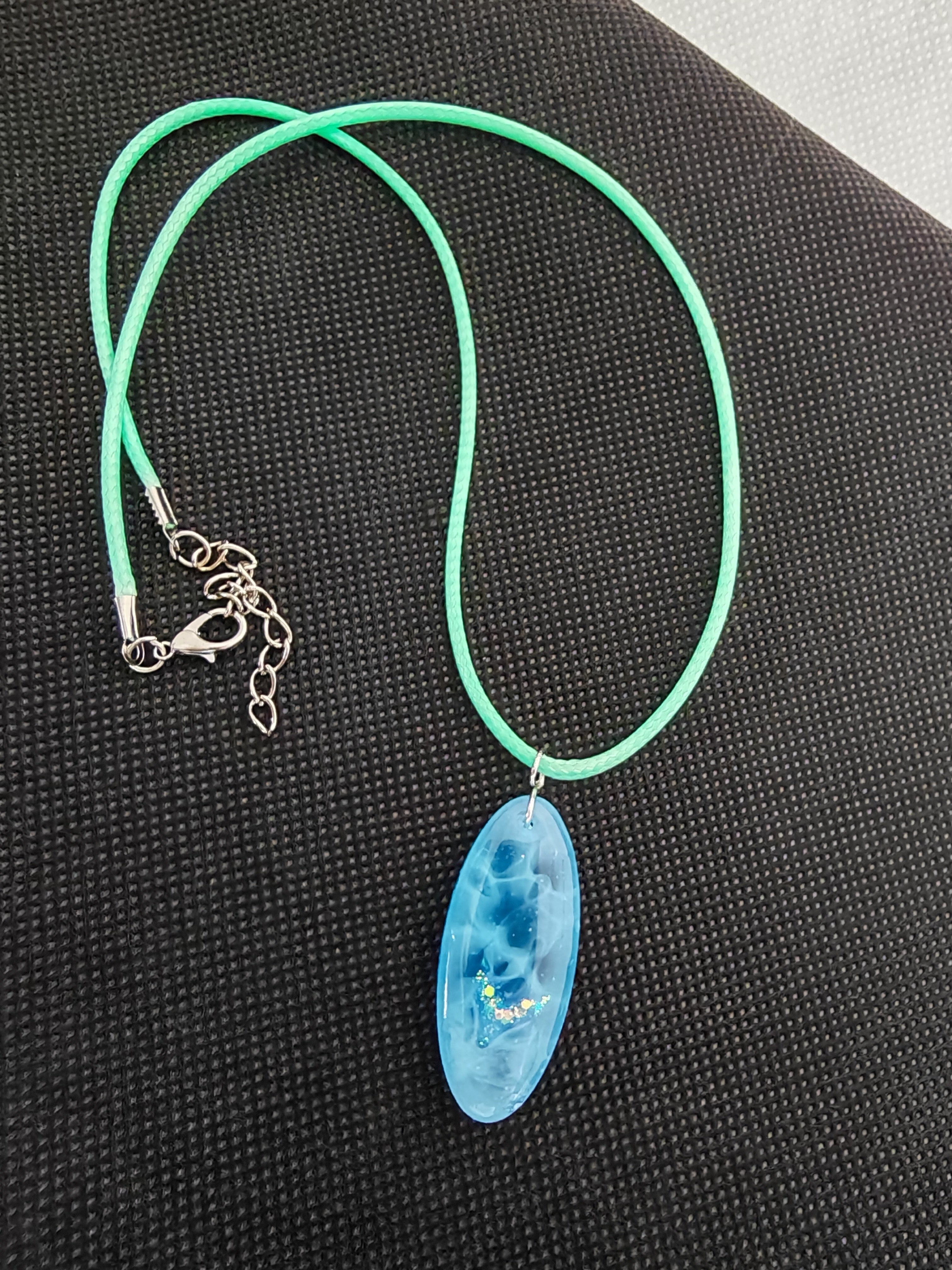 Handmade Ocean Foam Resin Necklace: Mermaid Tail Glitter Pendant