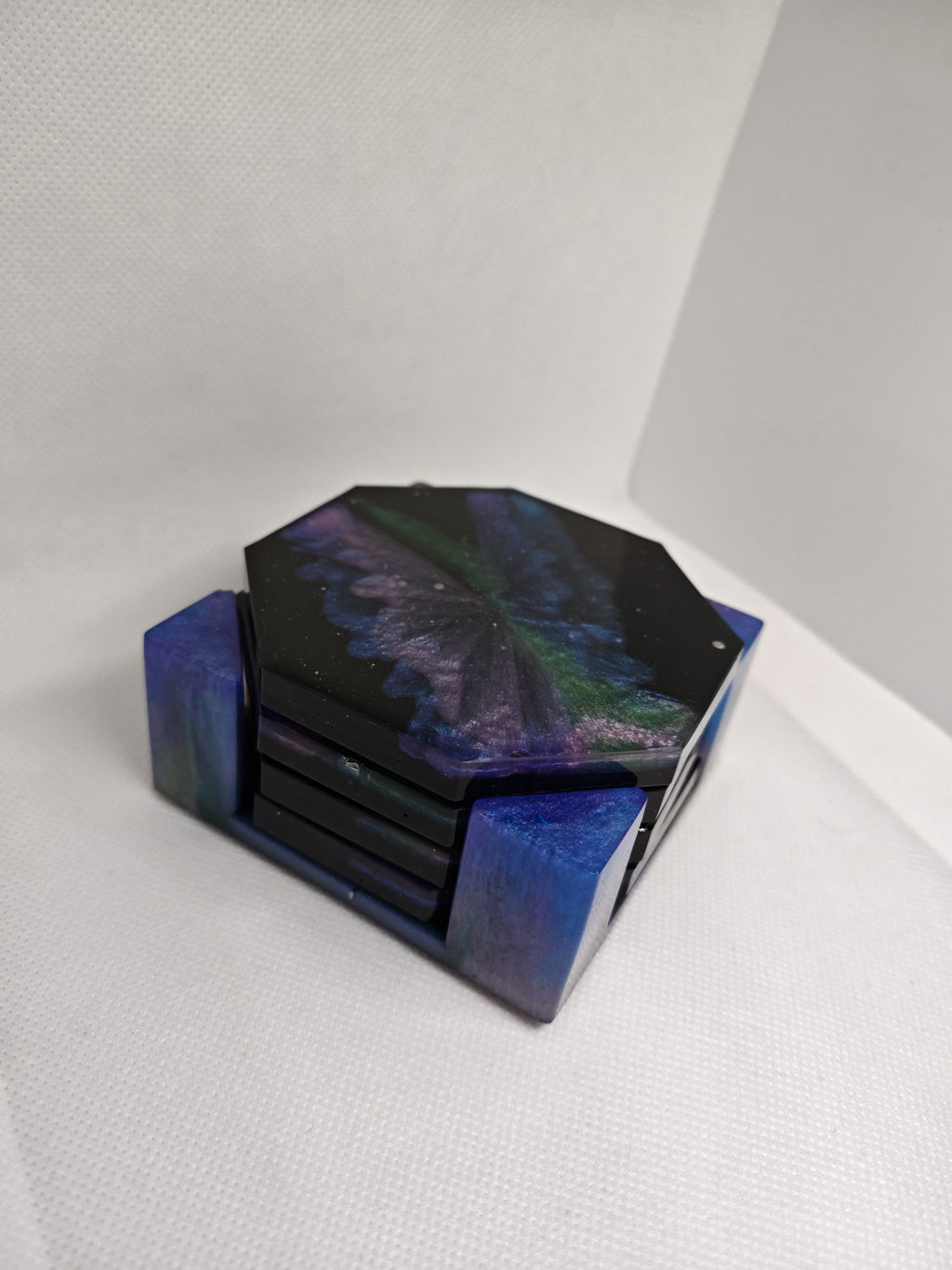 Galaxy Resin Coaster Set: Handmade Octagon Space Art