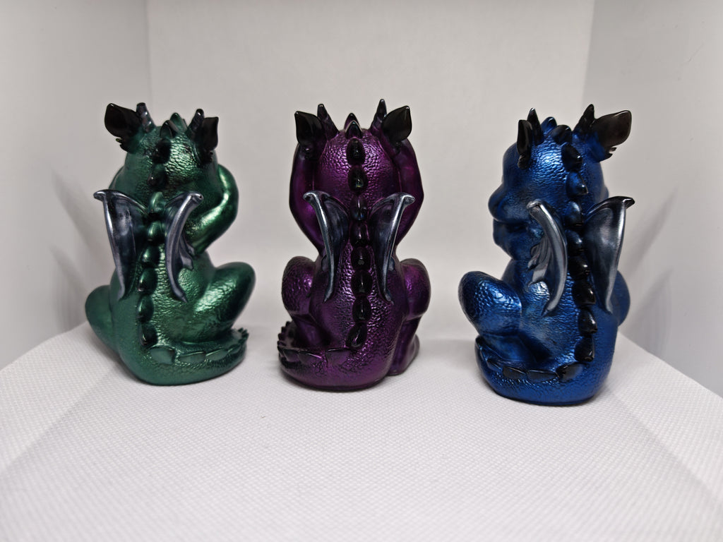 Figurines set: See No Evil, Speak No Evil, Hear No Evil- Baby Dragons- Gothic Fantasy Decor