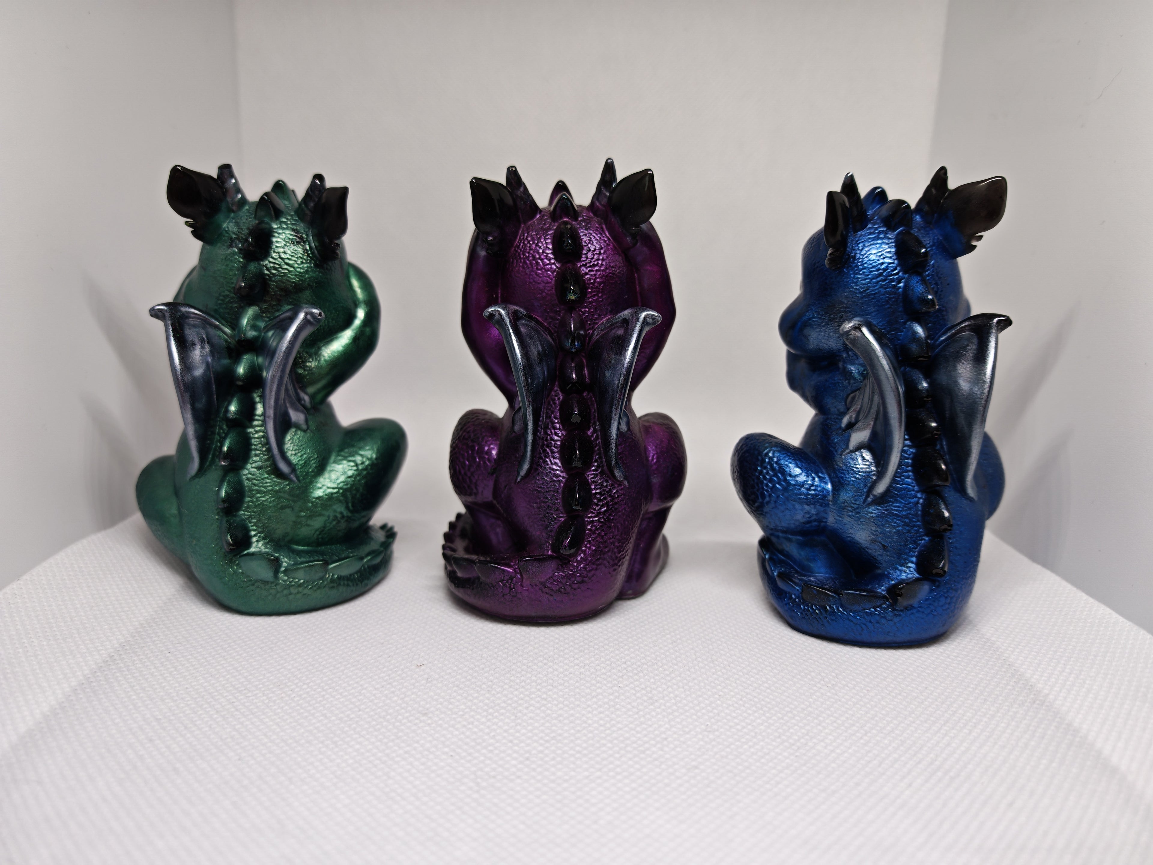 Figurines set: See No Evil, Speak No Evil, Hear No Evil- Baby Dragons- Gothic Fantasy Decor