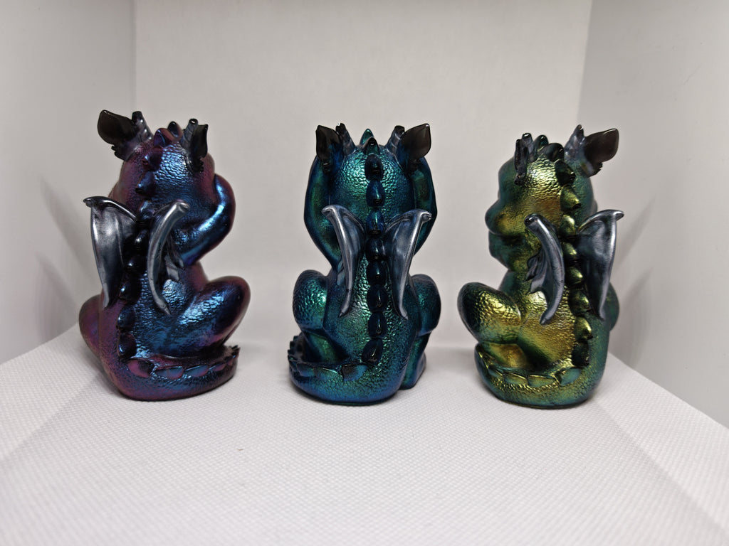 Figurines set: See No Evil, Speak No Evil, Hear No Evil- Baby Dragons- Gothic Fantasy Decor