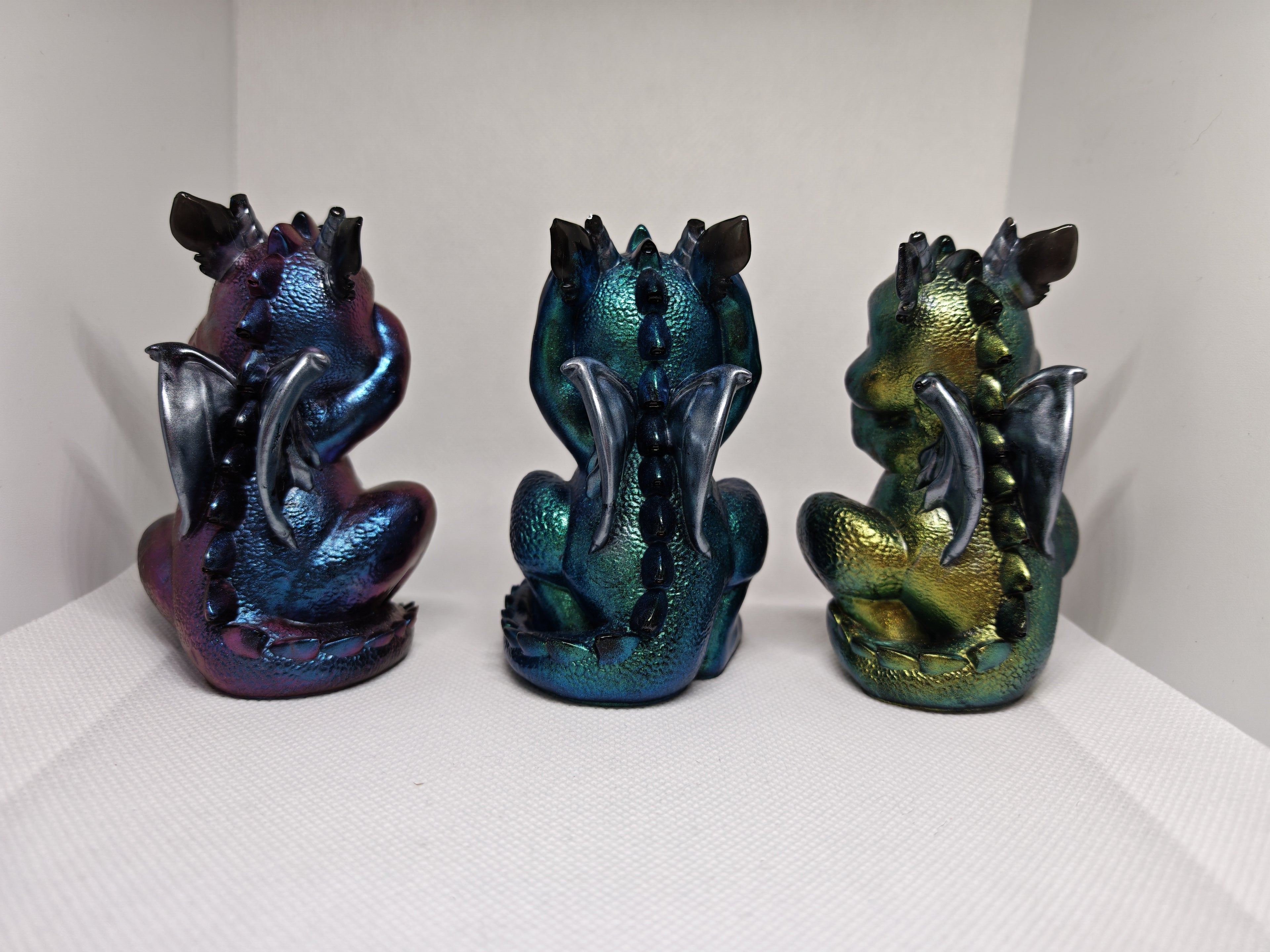 Figurines set: See No Evil, Speak No Evil, Hear No Evil- Baby Dragons- Gothic Fantasy Decor