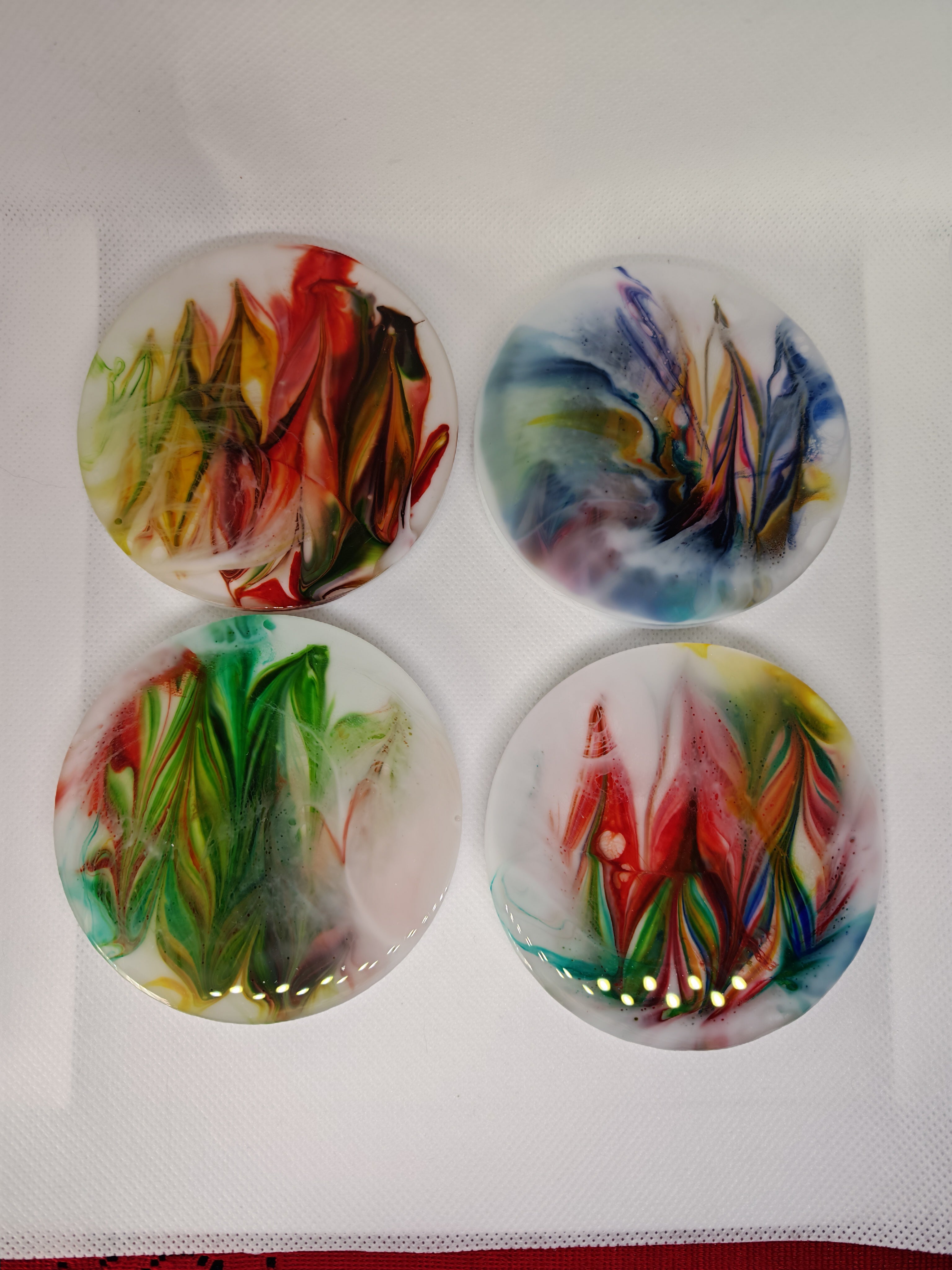 Resin Coaster Set with Holder: Abstract Ink Style- Handmade Home Decor