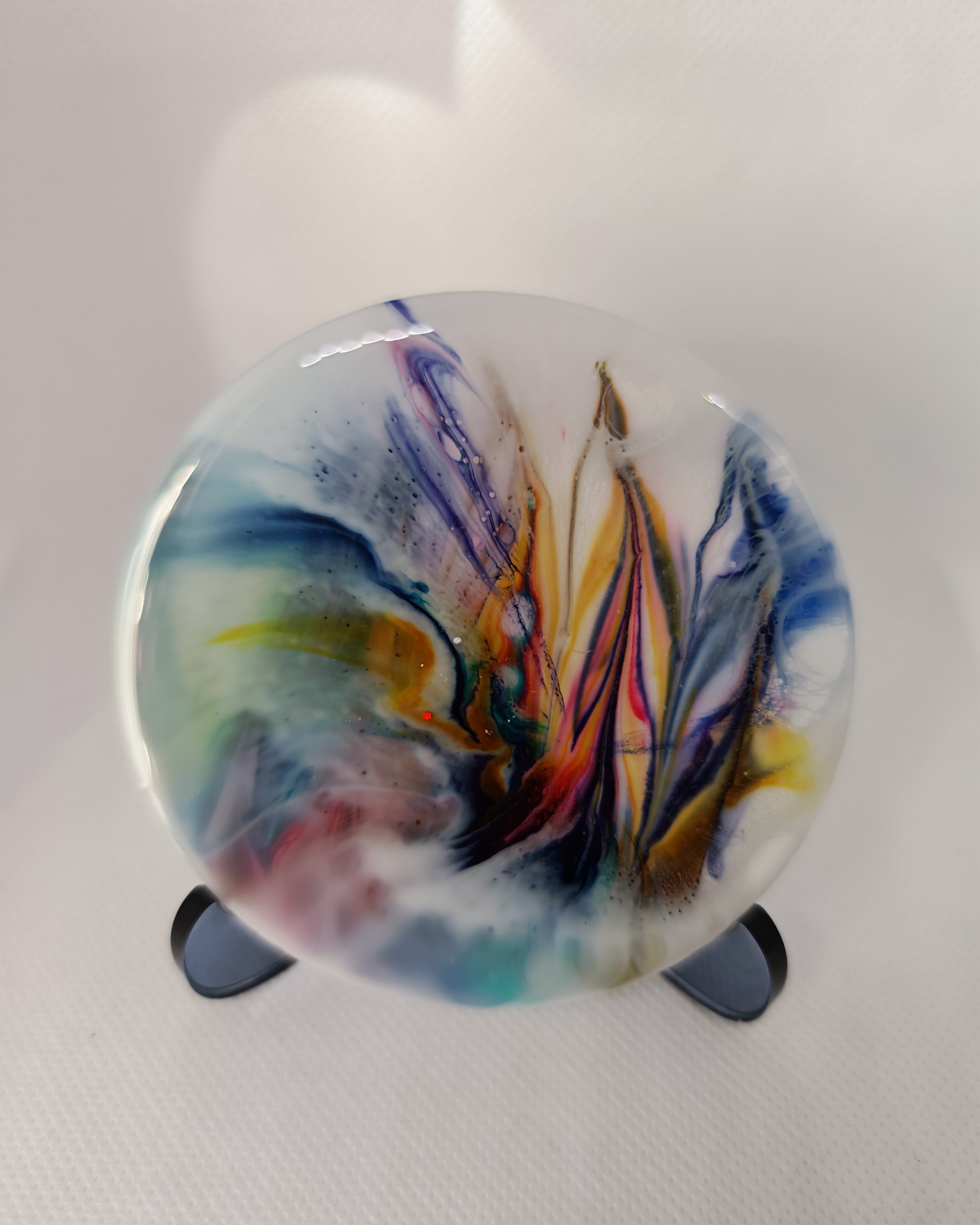 Resin Coaster Set with Holder: Abstract Ink Style- Handmade Home Decor