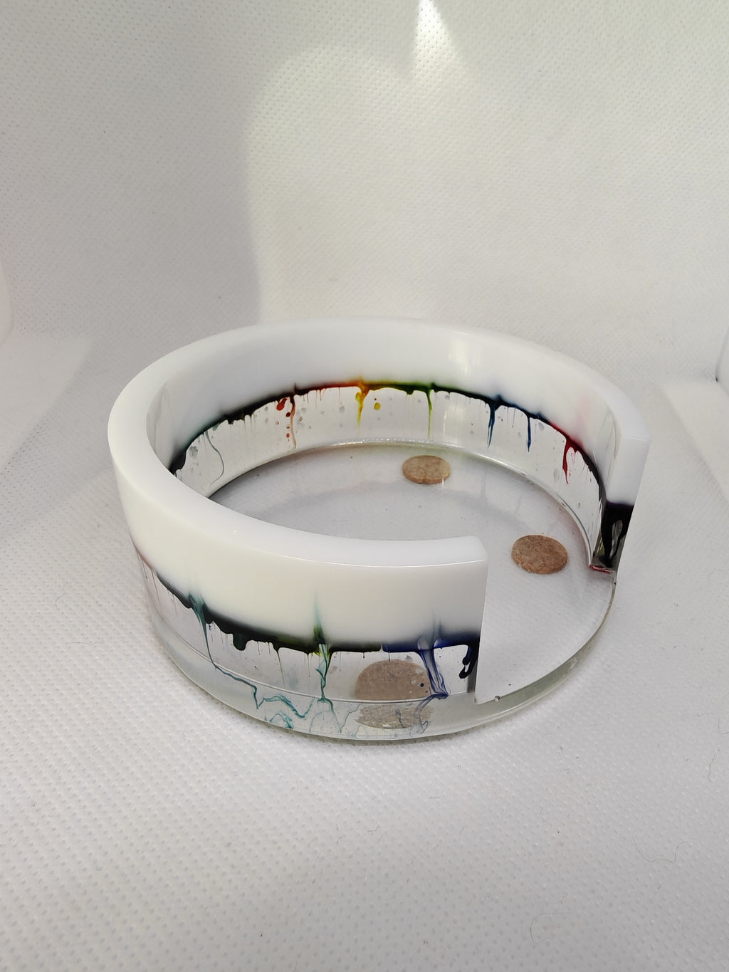 Resin Coaster Set with Holder: Abstract Ink Style- Handmade Home Decor