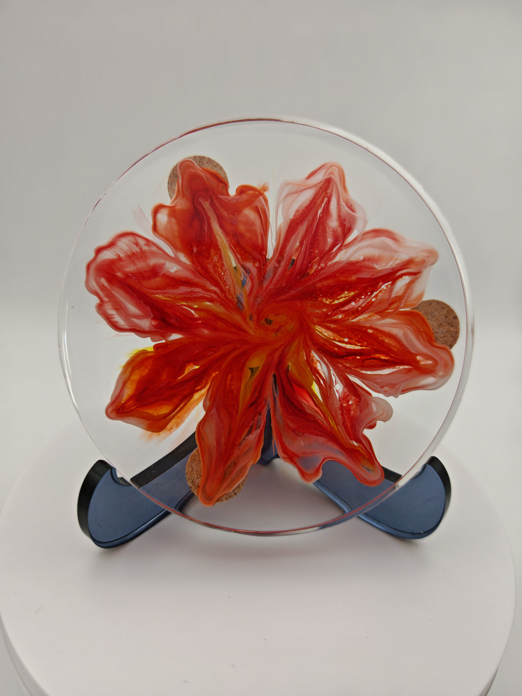 Floral Resin Coaster Set: Colorful Flower Designs with White Bloom Stand