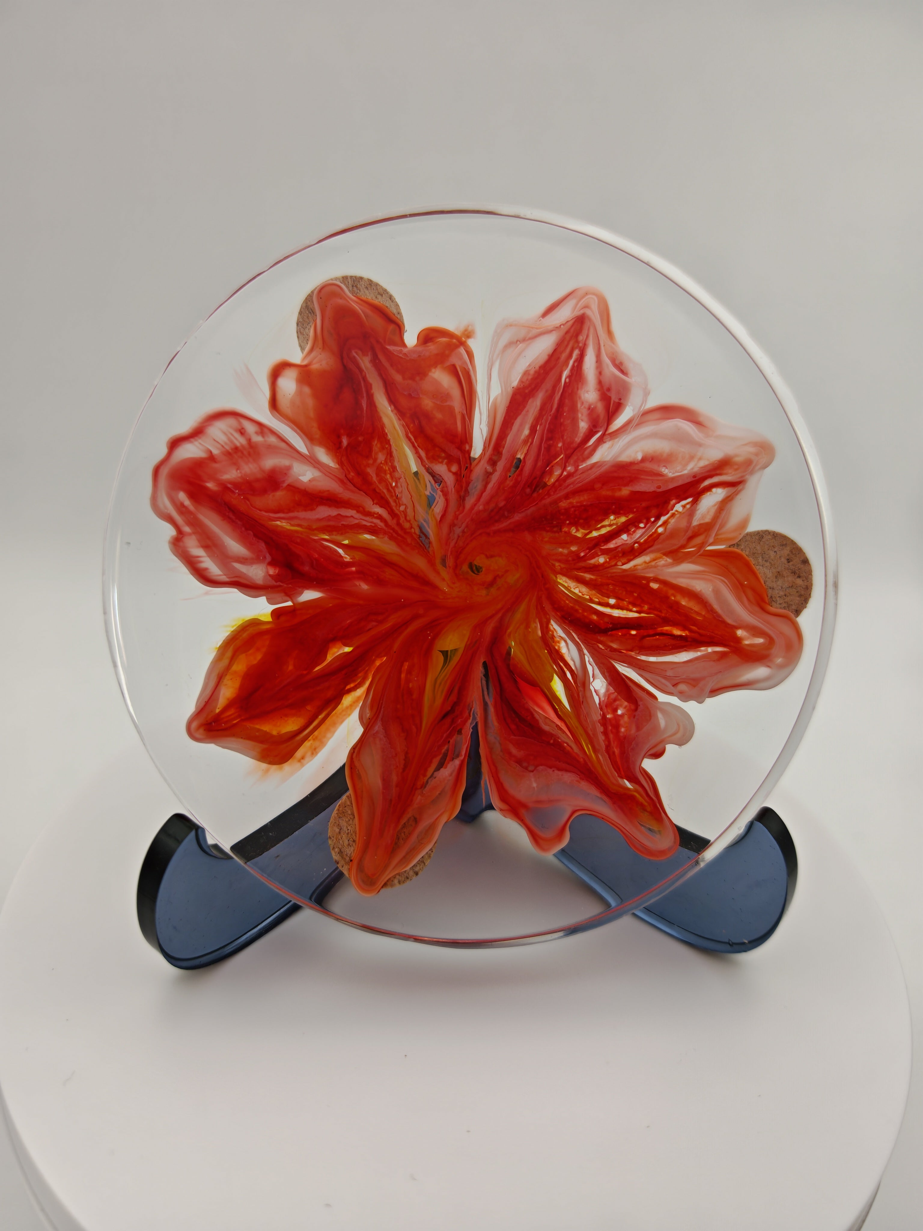 Floral Resin Coaster Set: Colorful Flower Designs with White Bloom Stand