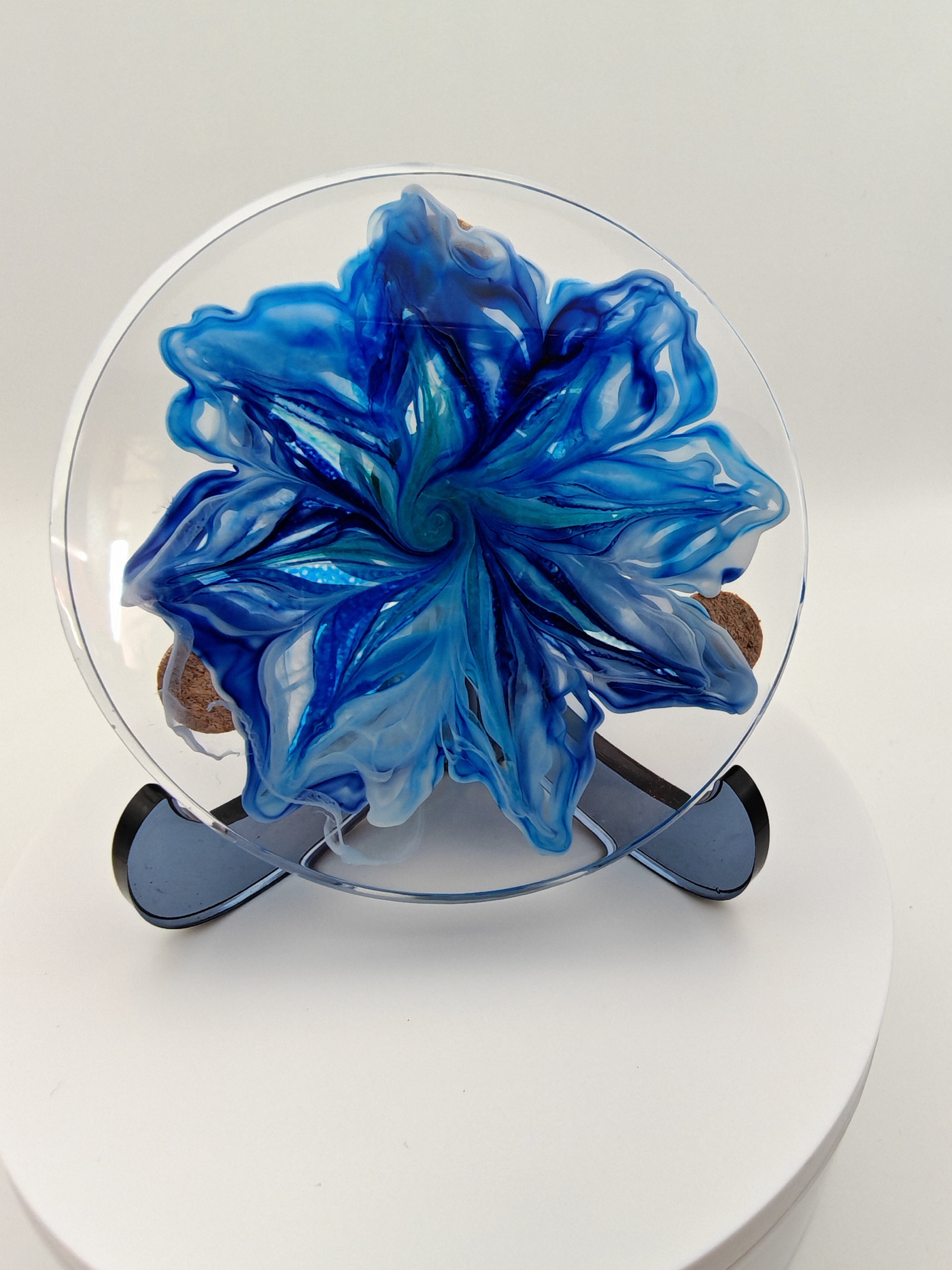 Floral Resin Coaster Set: Colorful Flower Designs with White Bloom Stand