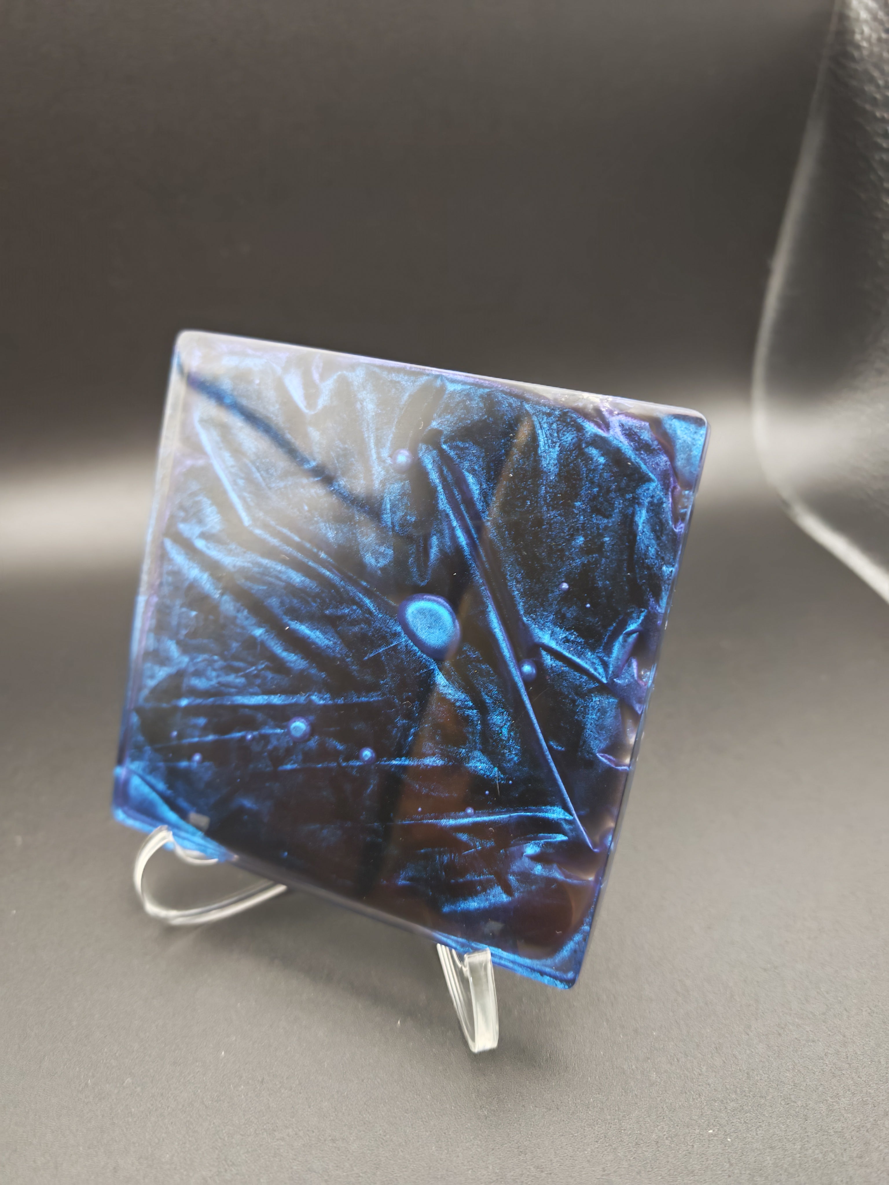 Epoxy Resin Coaster Set with Holder- Velvet Technique