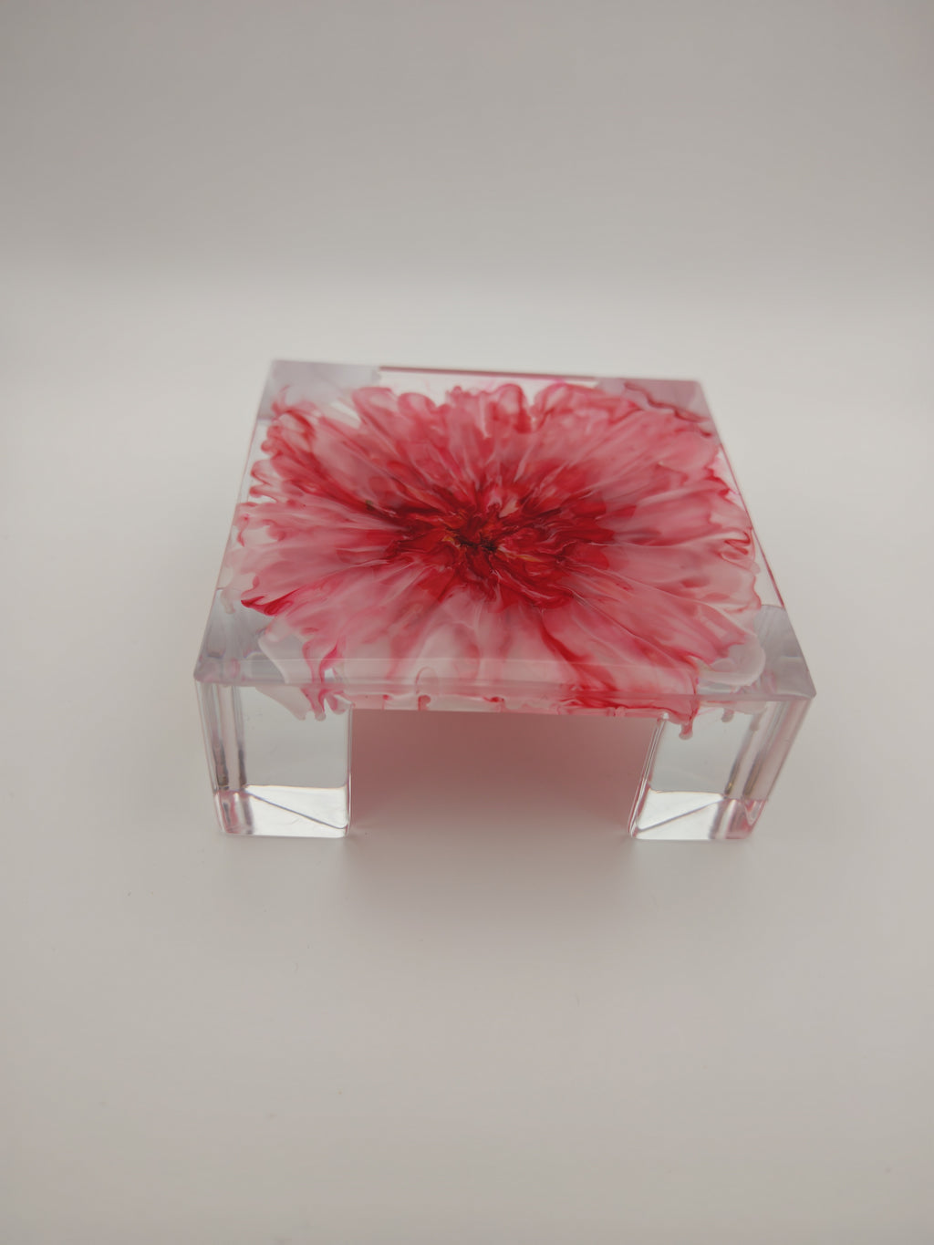 Resin Coaster Set with Holder: Double Sided Epoxy Art, Blooming Floral Design