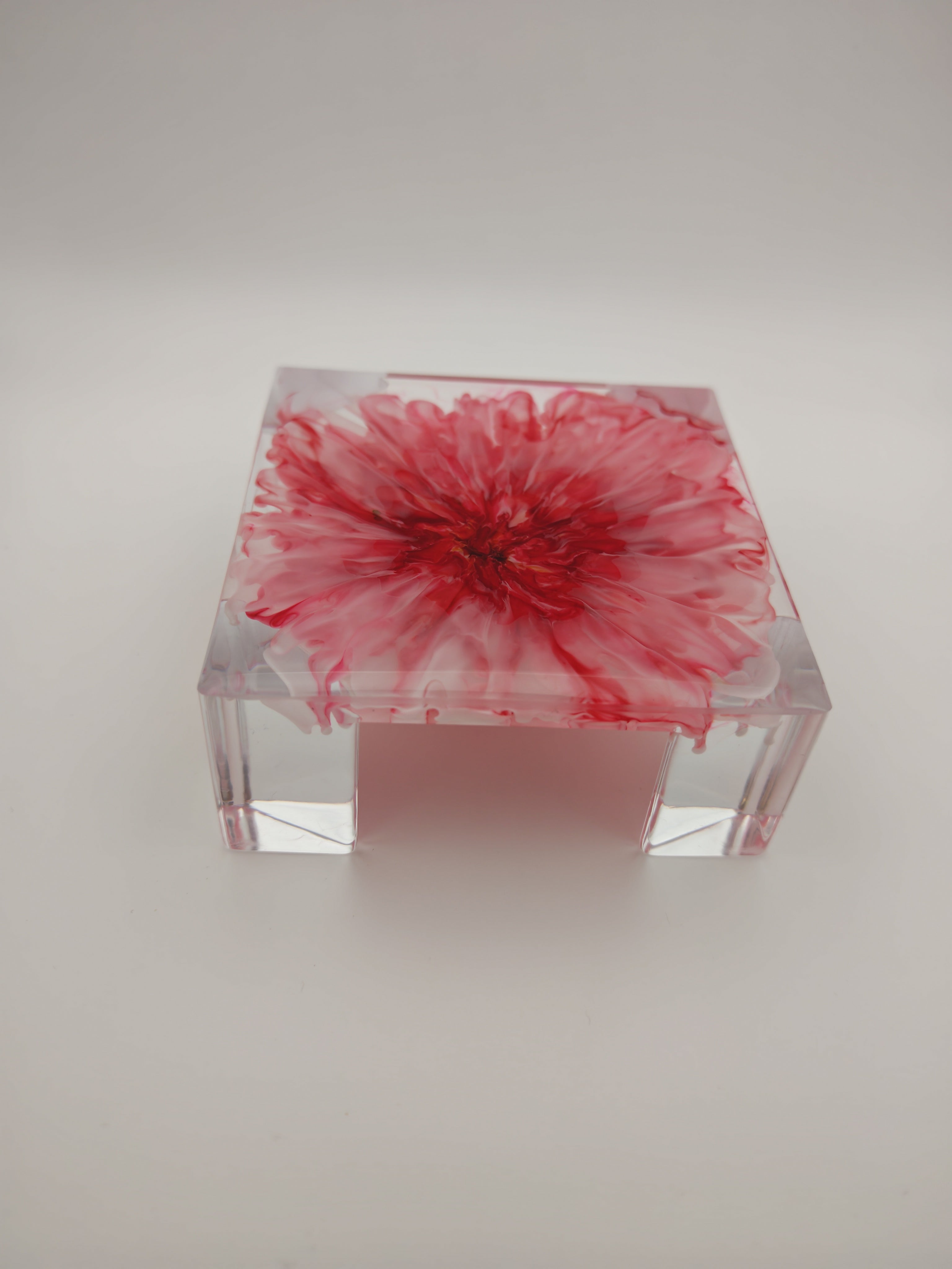 Resin Coaster Set with Holder: Double Sided Epoxy Art, Blooming Floral Design