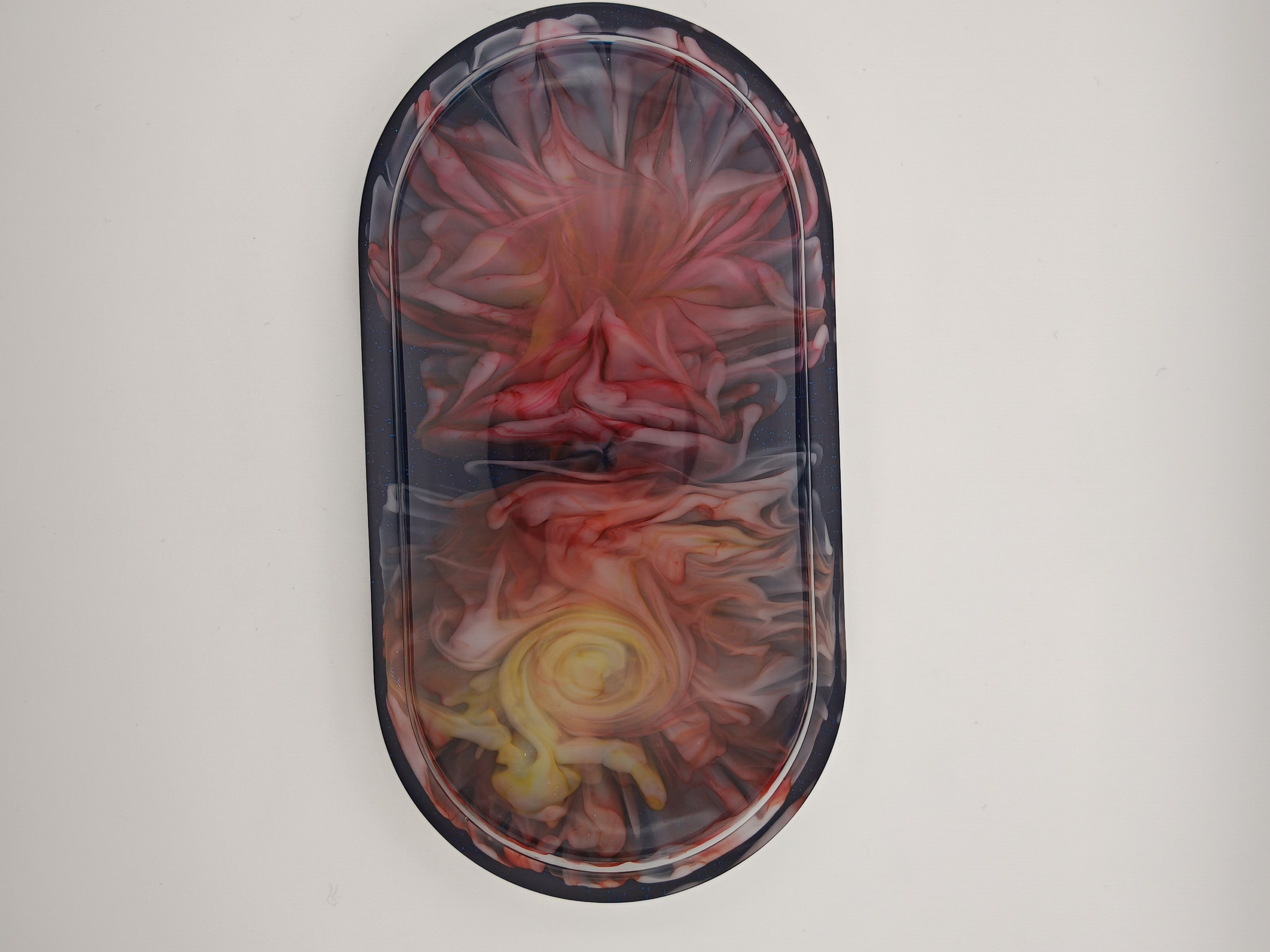 Handmade Floral Resin Tray: Pink & Yellow Blooming Flowers