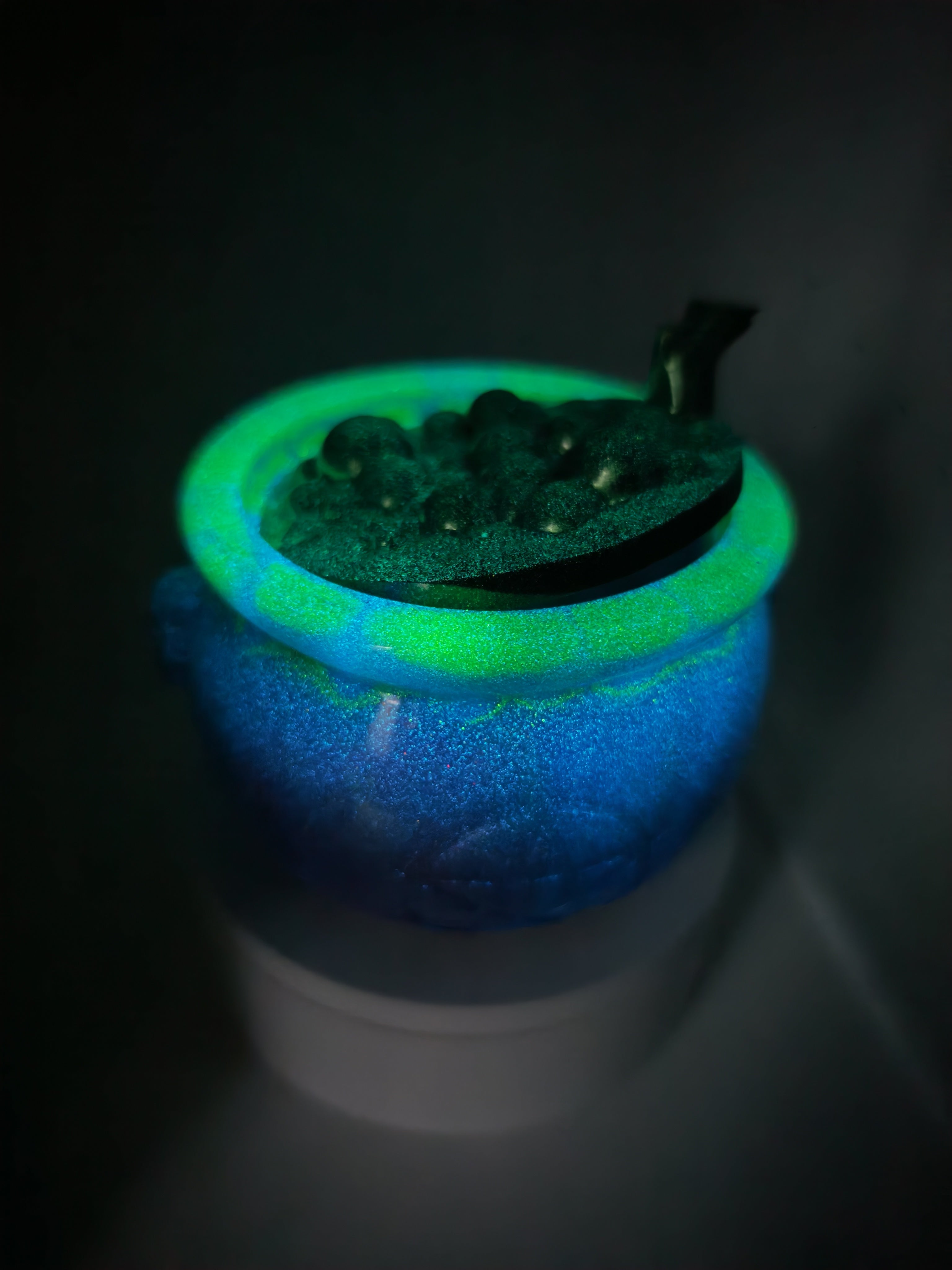 Witchy Galaxy Cauldron: Glow-in-the-Dark Resin Jewelry Box