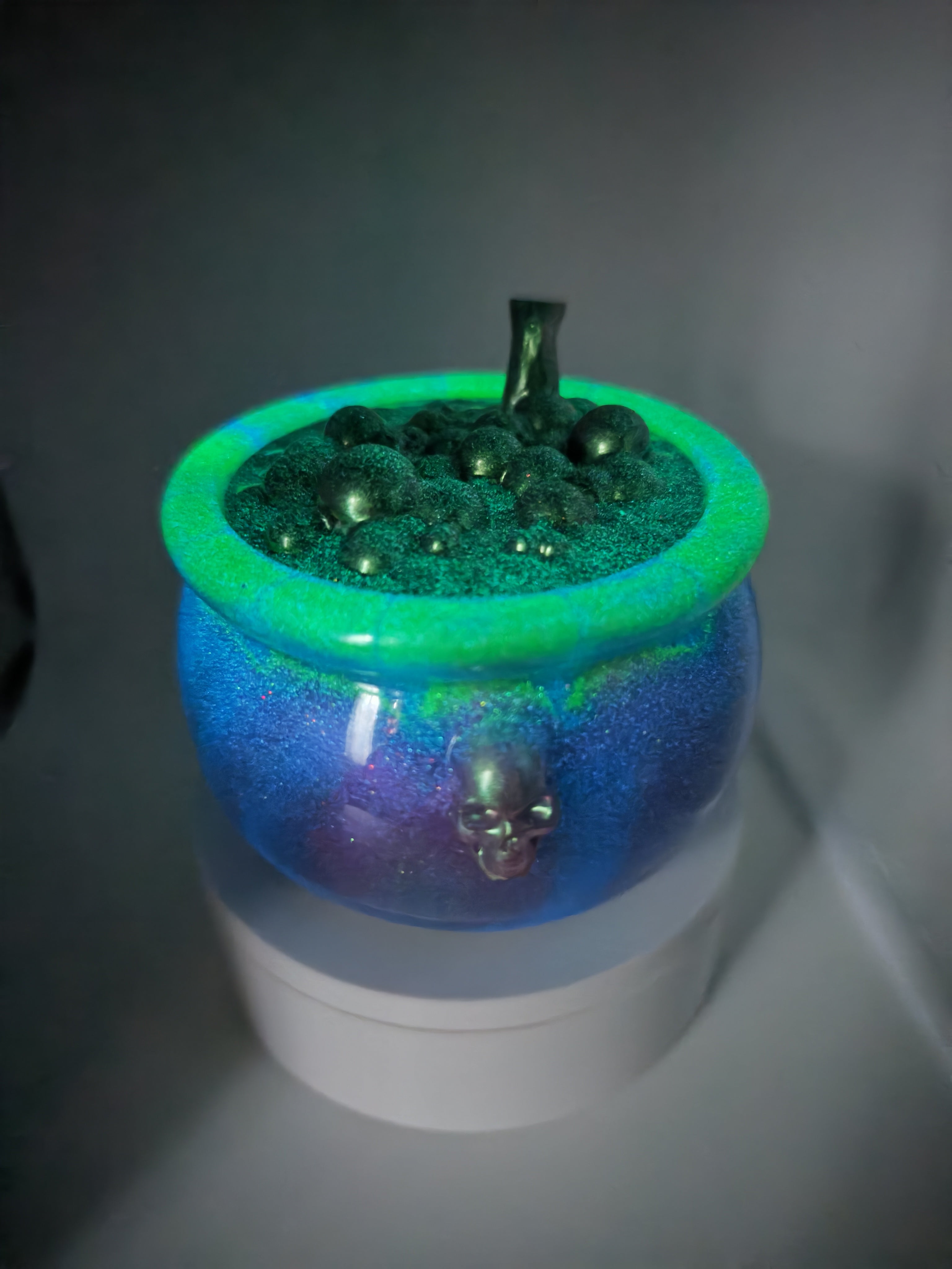 Witchy Galaxy Cauldron: Glow-in-the-Dark Resin Jewelry Box
