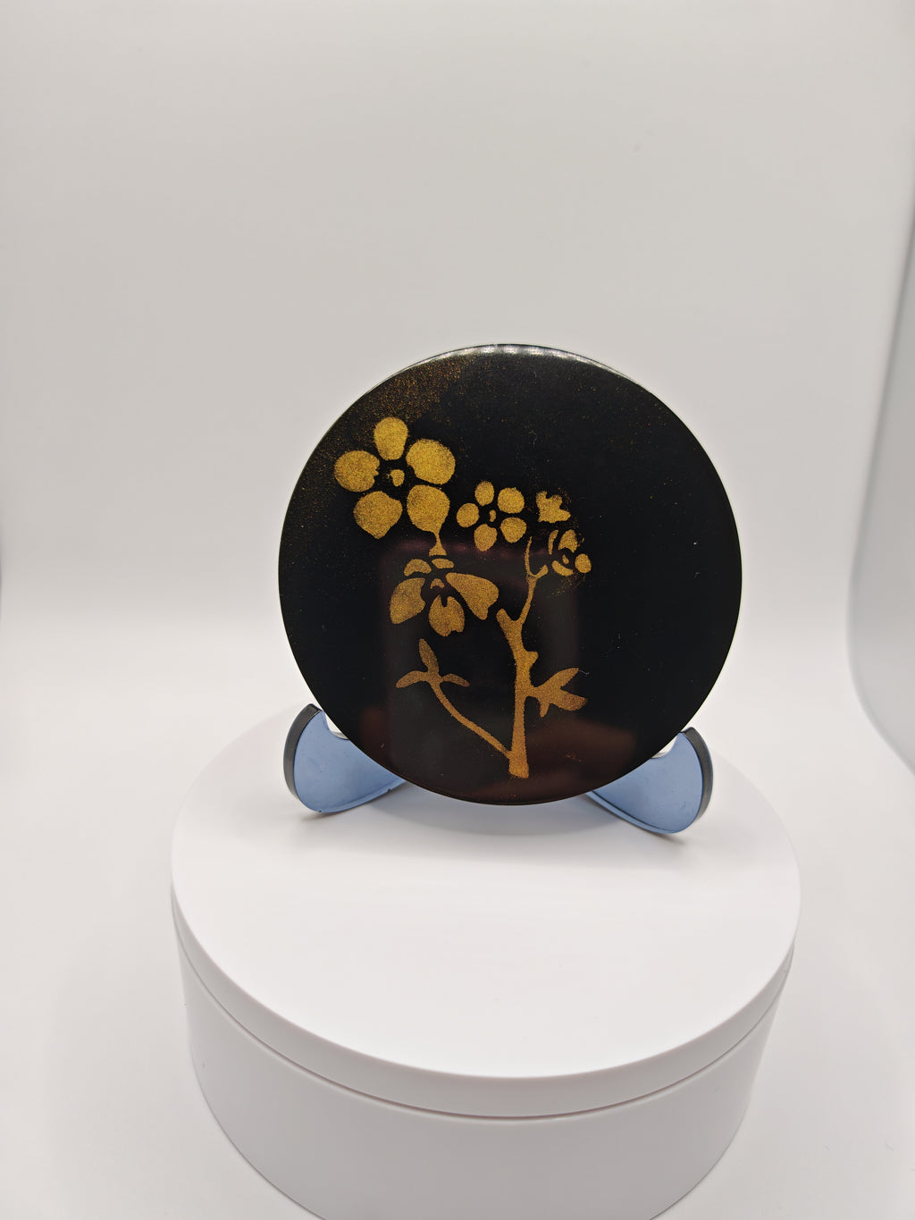 Black and Gold Resin Coaster and Tray Set: Handmade Nature Art Decor