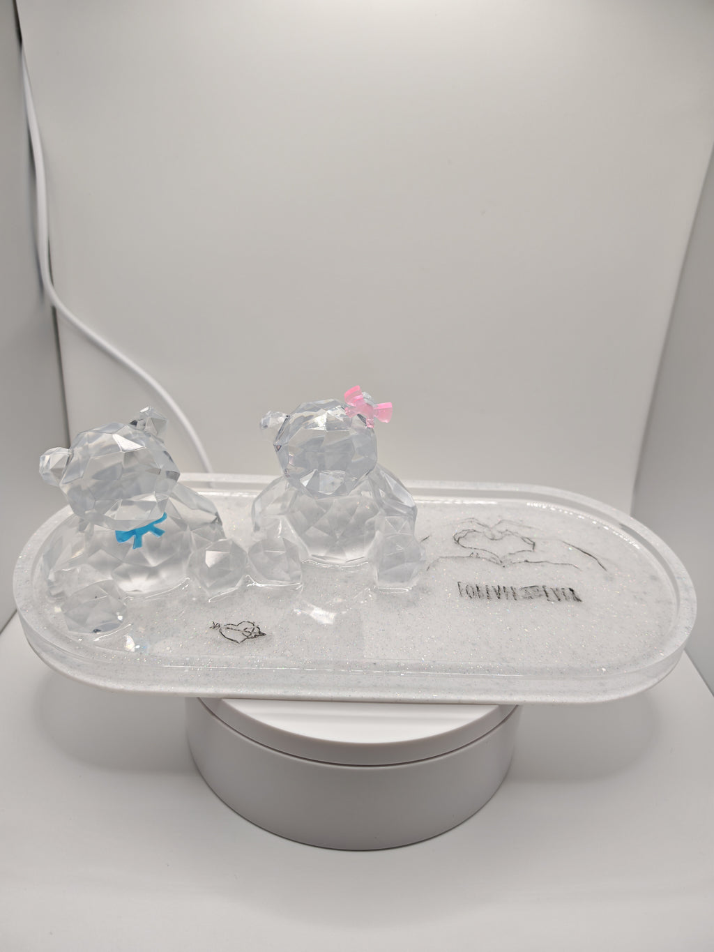 3D Resin Bear Couple Tray: Romantic Jewelry & Key Dish