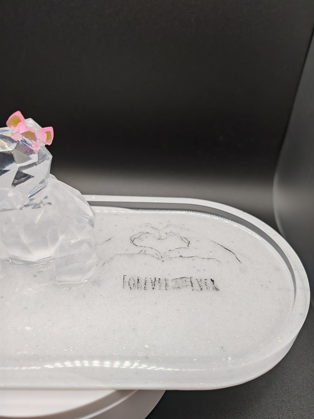 3D Resin Bear Couple Tray: Romantic Jewelry & Key Dish