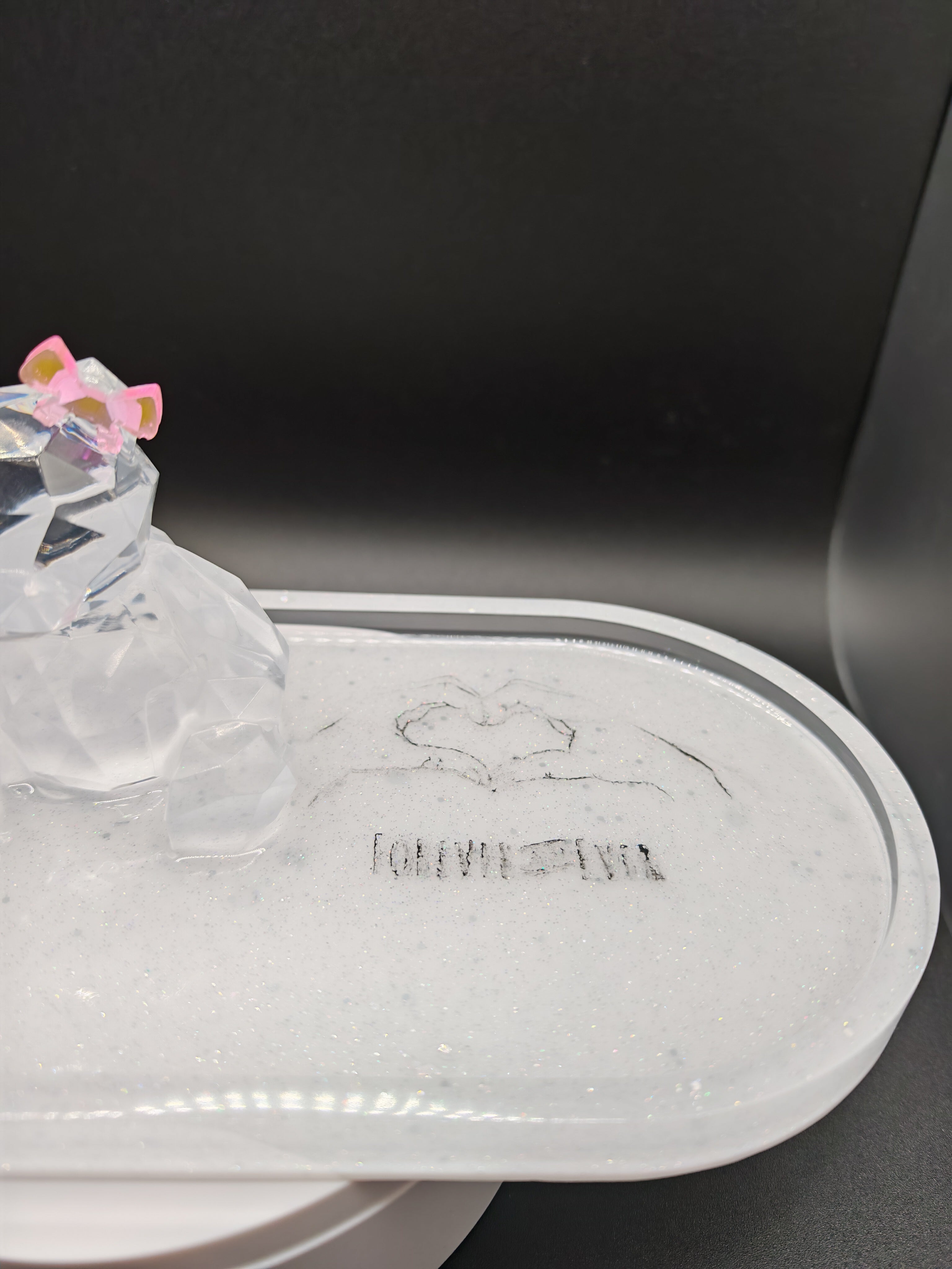 3D Resin Bear Couple Tray: Romantic Jewelry & Key Dish