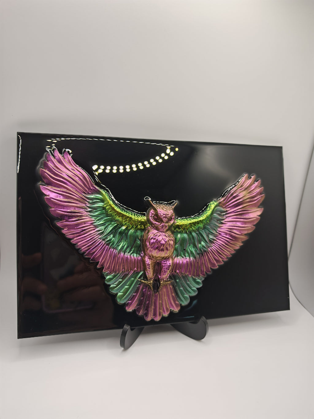 3D Resin Owl Wall Art: Gothic Fantasy Decor, Handmade Wisdom Symbol