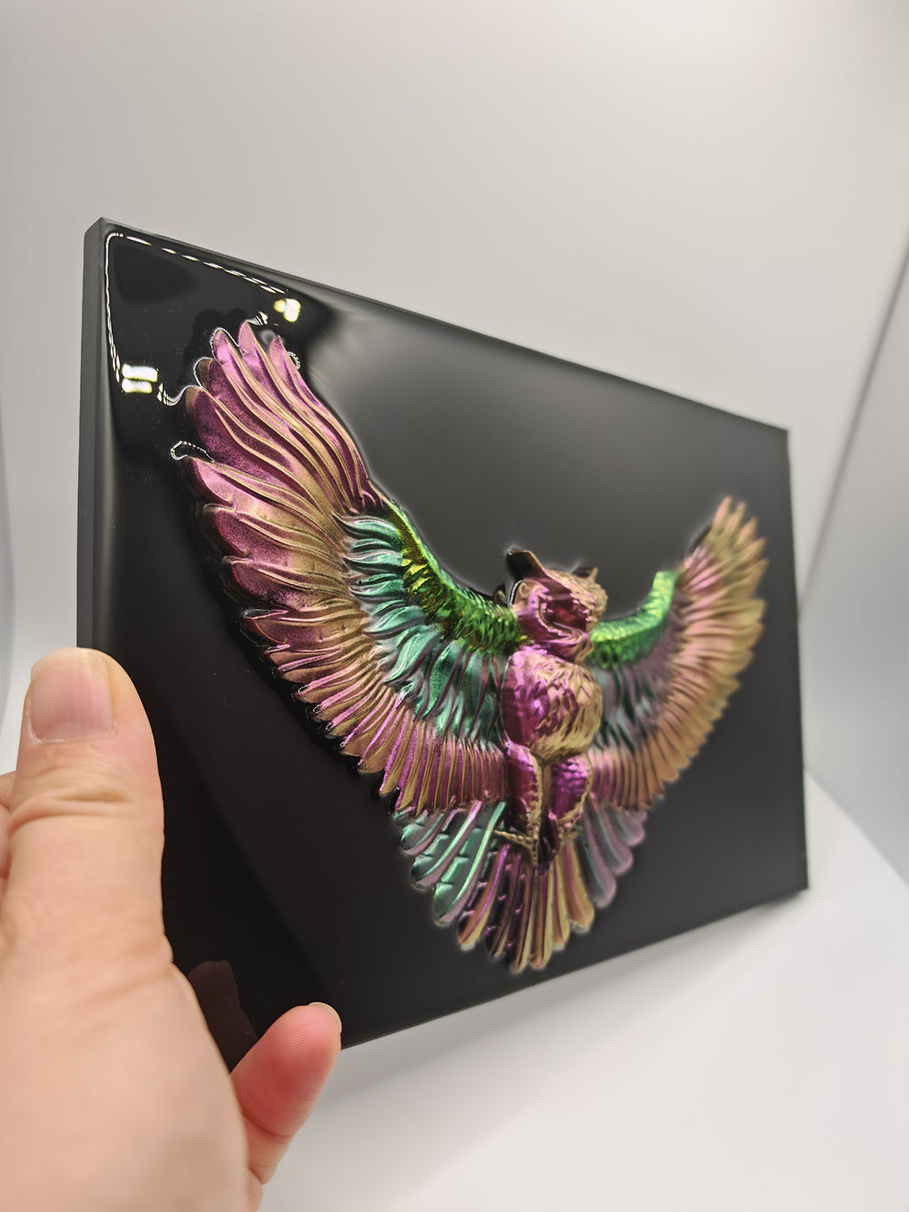 3D Resin Owl Wall Art: Gothic Fantasy Decor, Handmade Wisdom Symbol