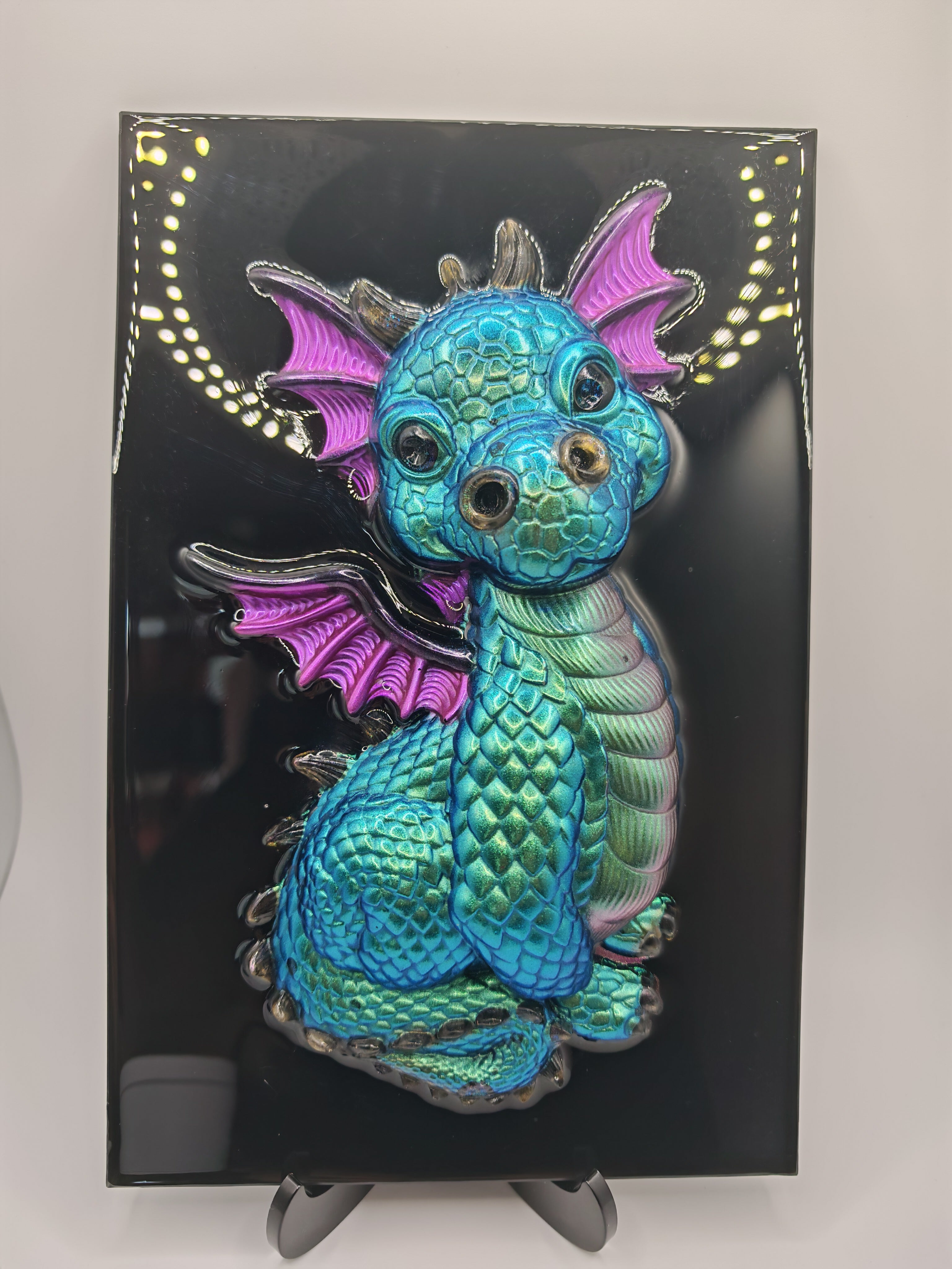3D Resin Baby Dragon Wall Art: Colorful Gothic Fantasy Decor