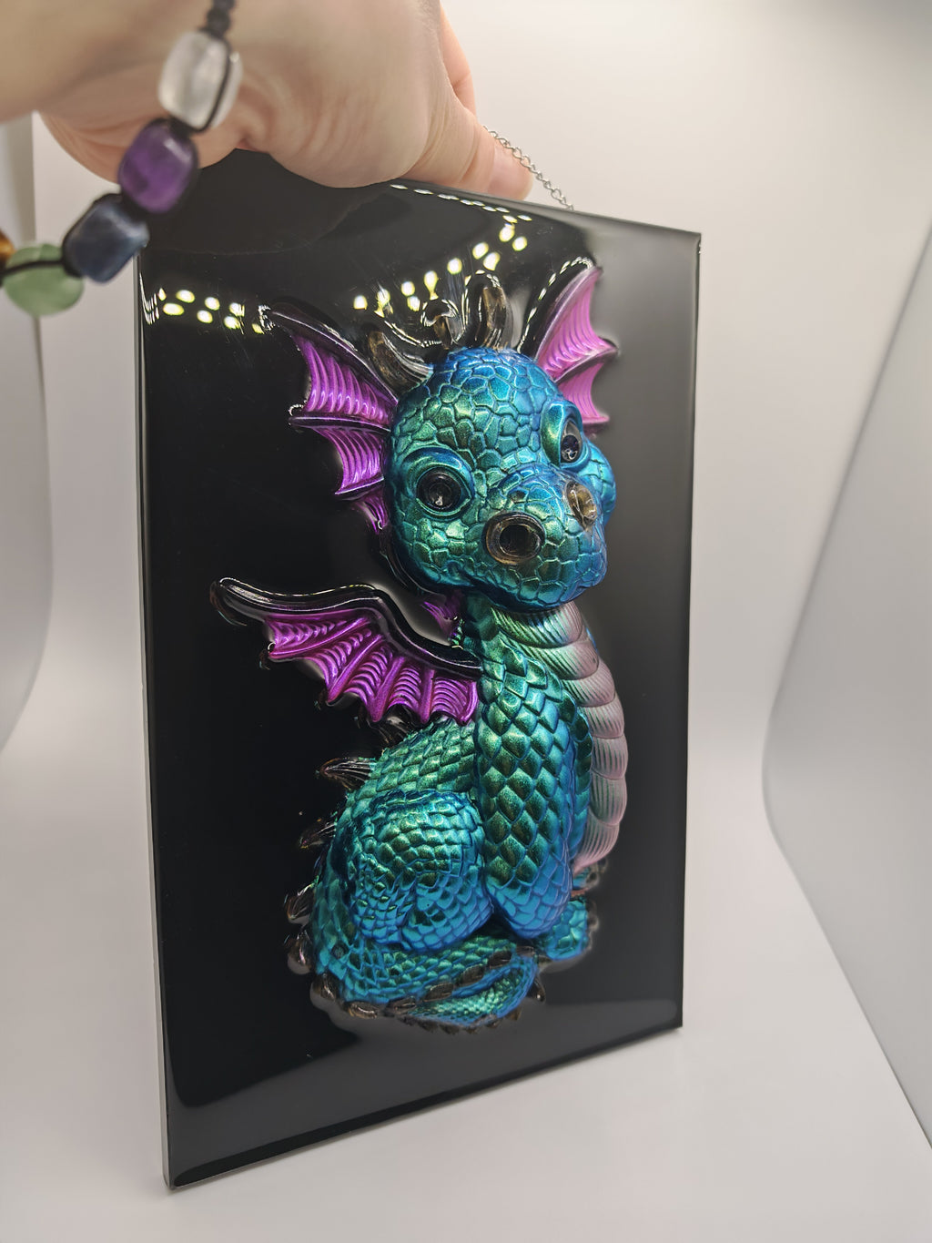 3D Resin Baby Dragon Wall Art: Colorful Gothic Fantasy Decor