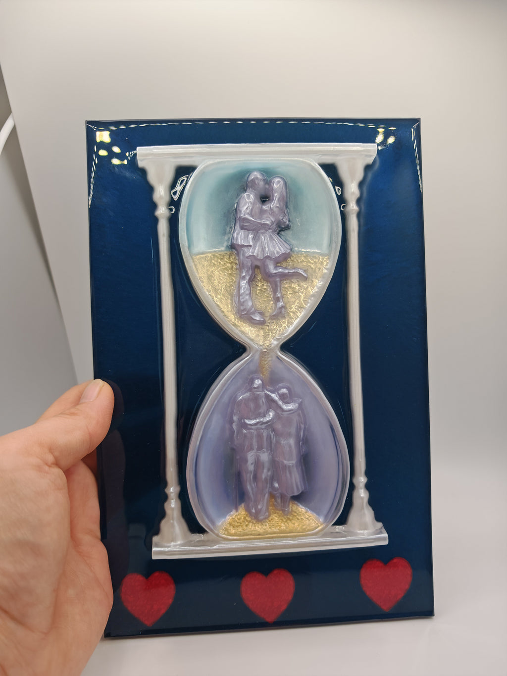 Anniversary Resin Wall Art, Romantic Couple in 3D Hourglass