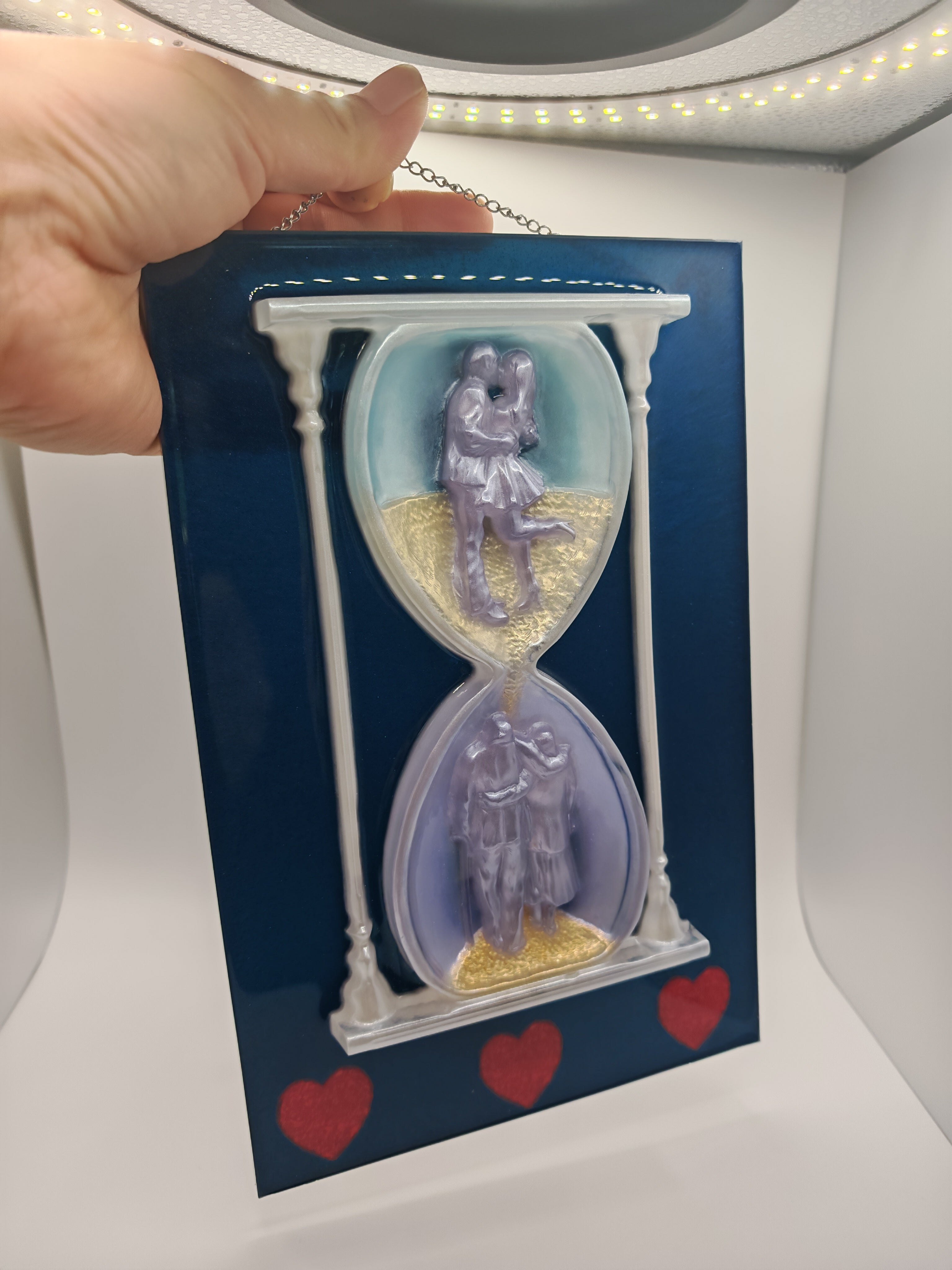 Anniversary Resin Wall Art, Romantic Couple in 3D Hourglass
