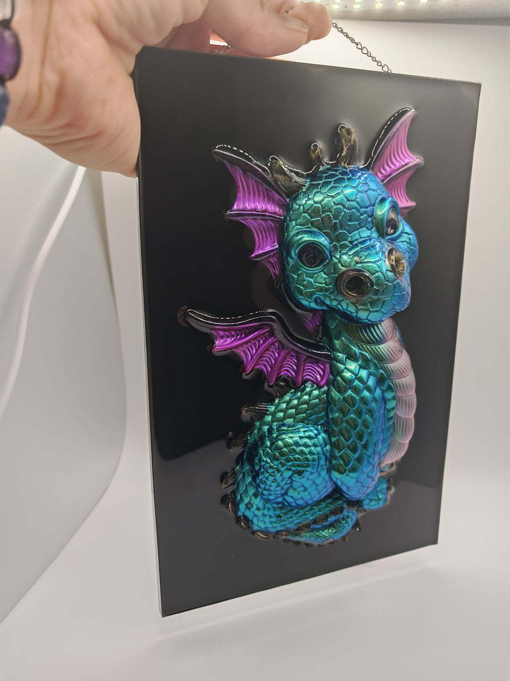 3D Resin Baby Dragon Wall Art: Colorful Gothic Fantasy Decor