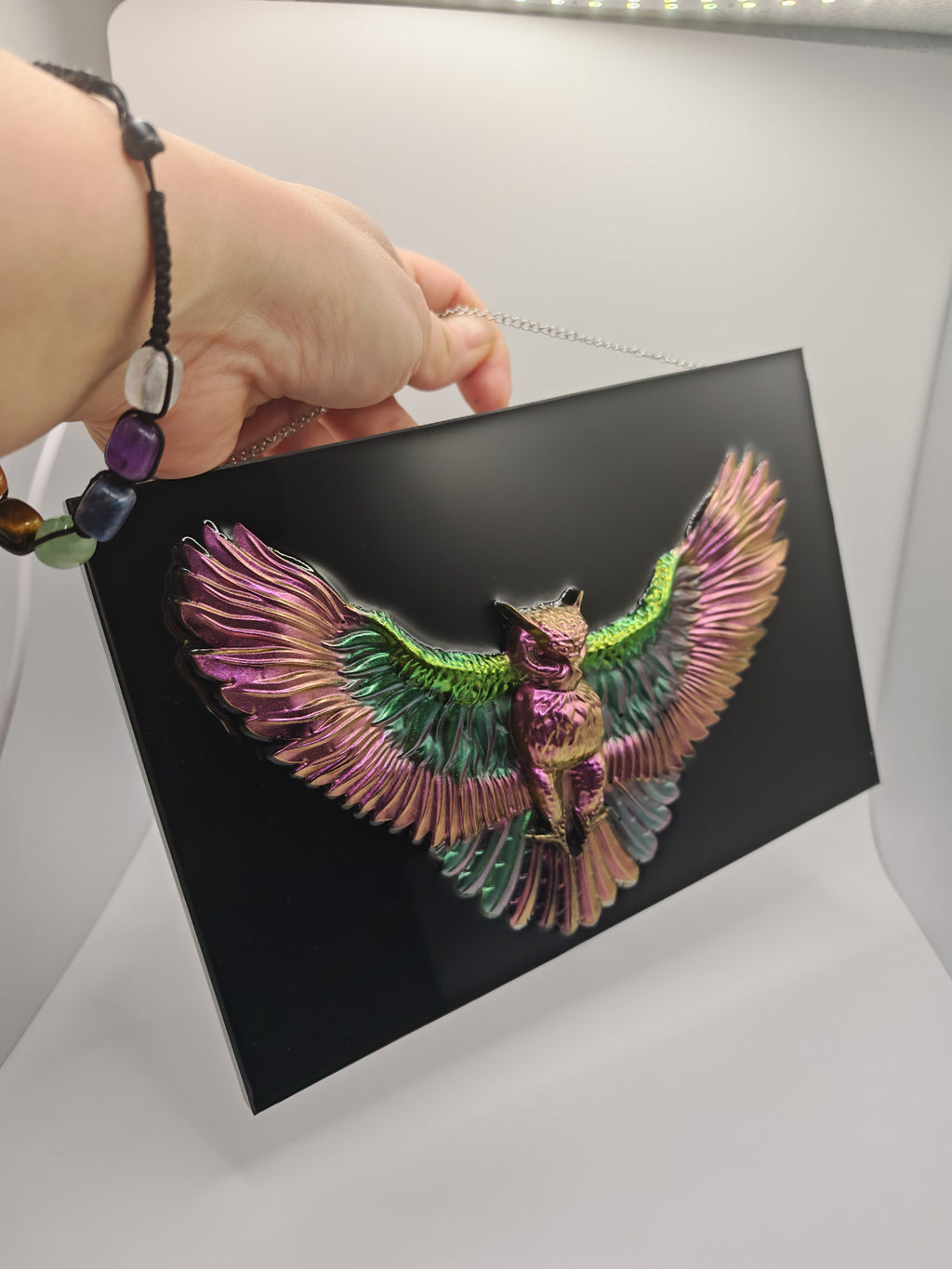 3D Resin Owl Wall Art: Gothic Fantasy Decor, Handmade Wisdom Symbol