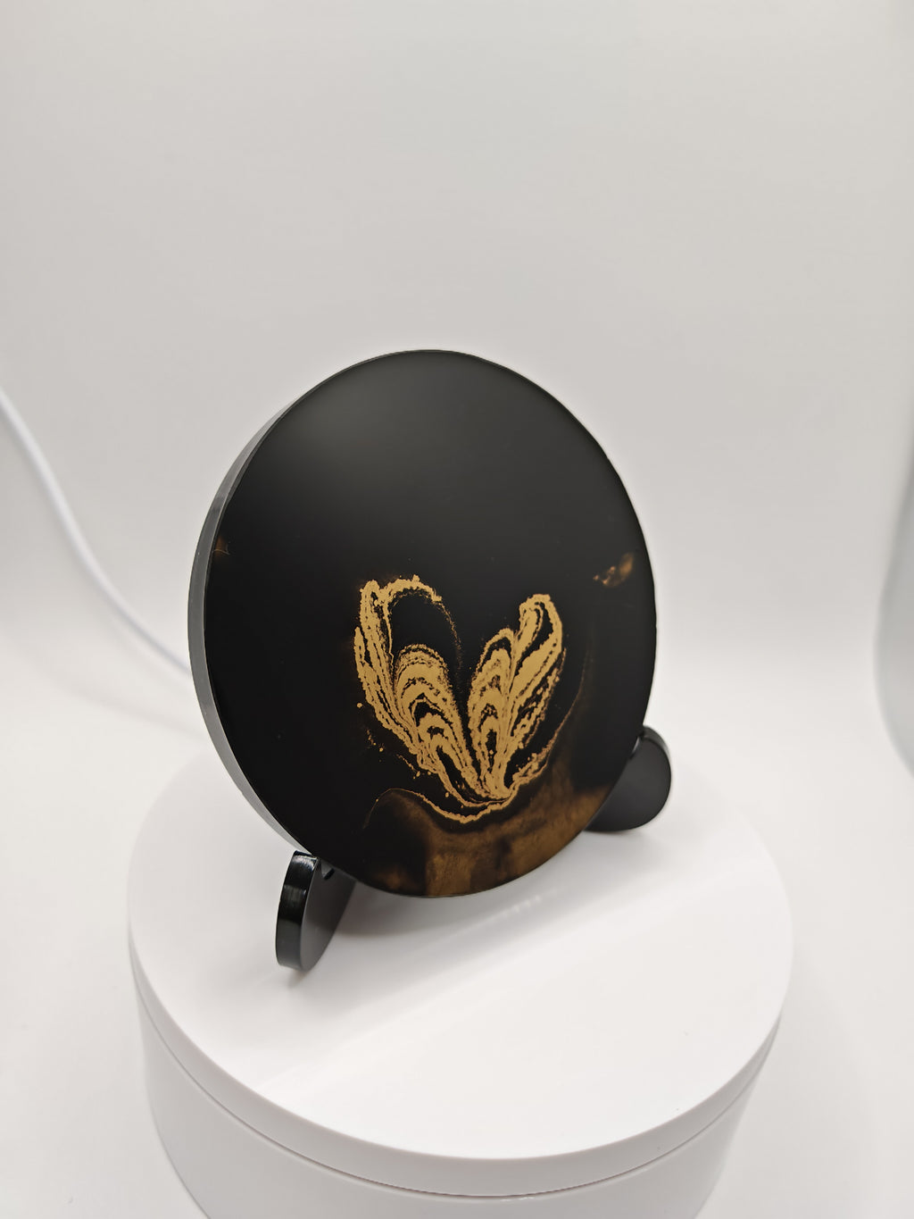 Black and Gold Resin Tray Set: Handmade Elegant Coffee Serving Decor